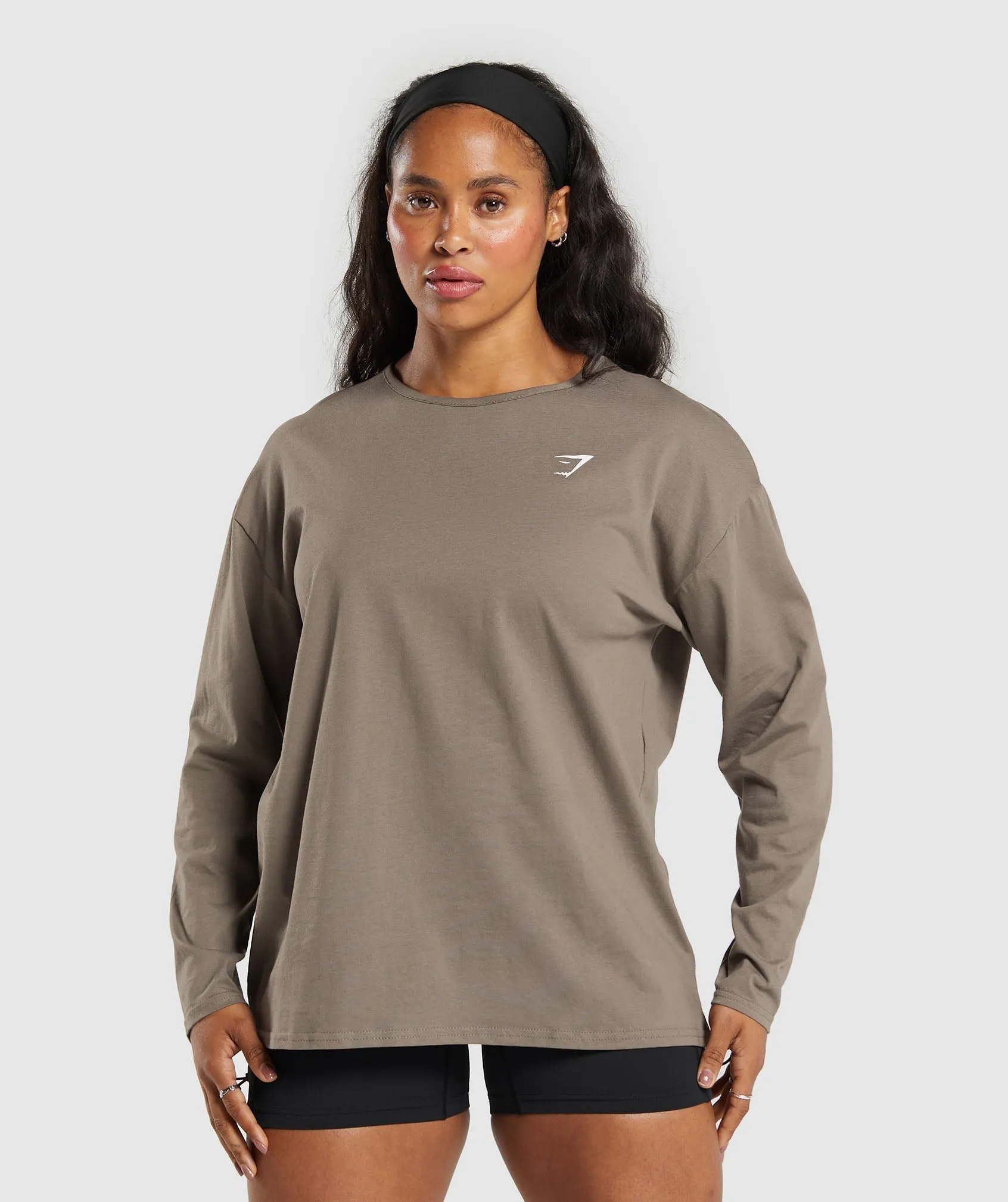 Gymshark Training Oversized Cotton Long Sleeve Top - Camo Brown sold by Gymshark
