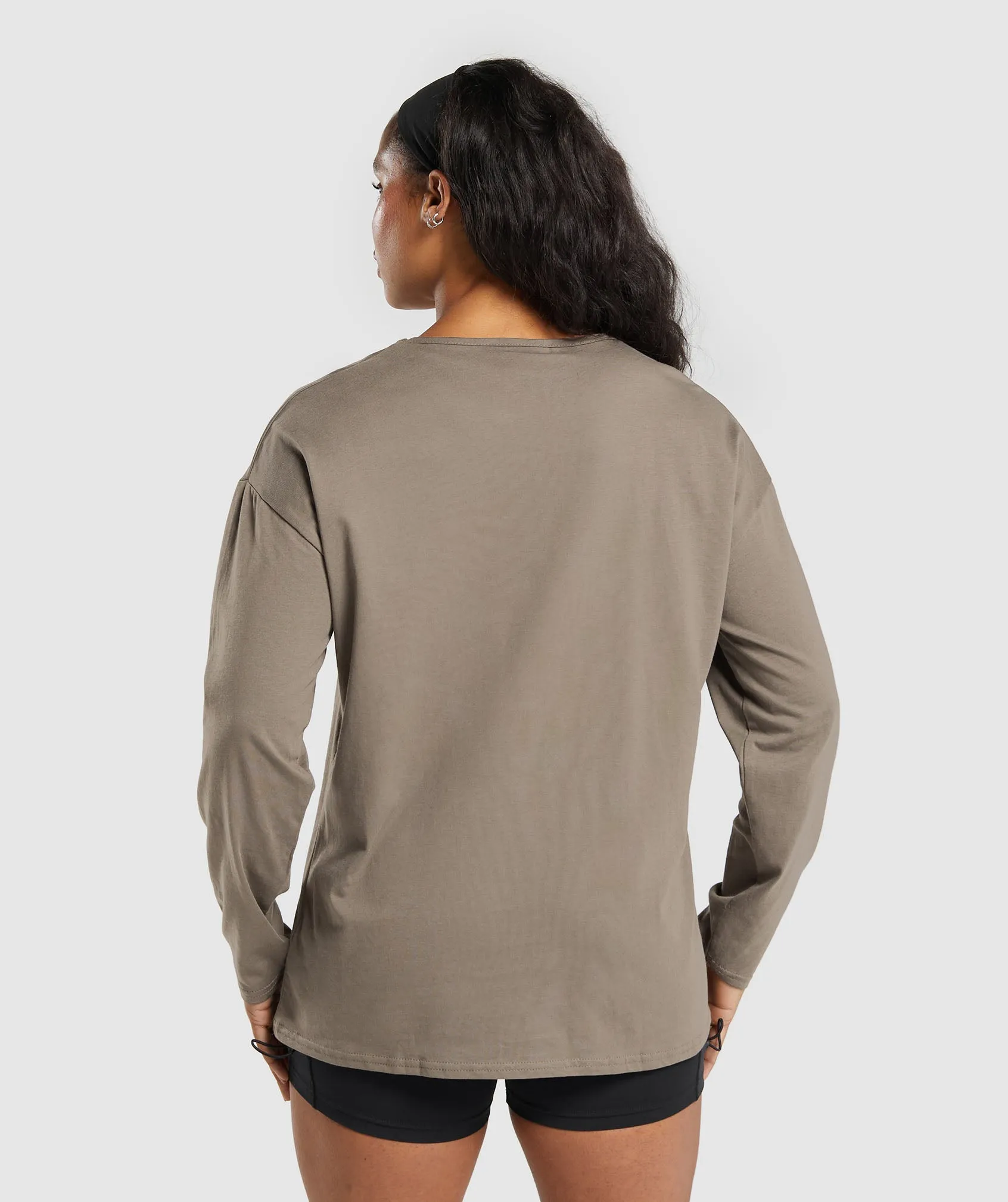 Gymshark Training Oversized Cotton Long Sleeve Top - Camo Brown sold by Gymshark product image thumbnail 2