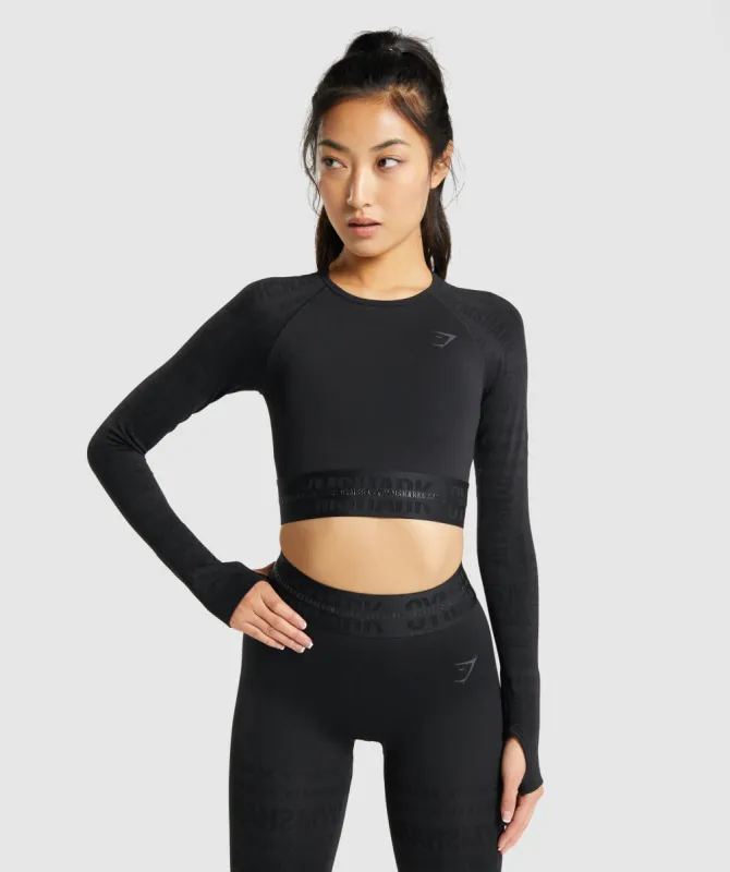 Gymshark Vision Long Sleeve Crop Top - Black sold by Gymshark