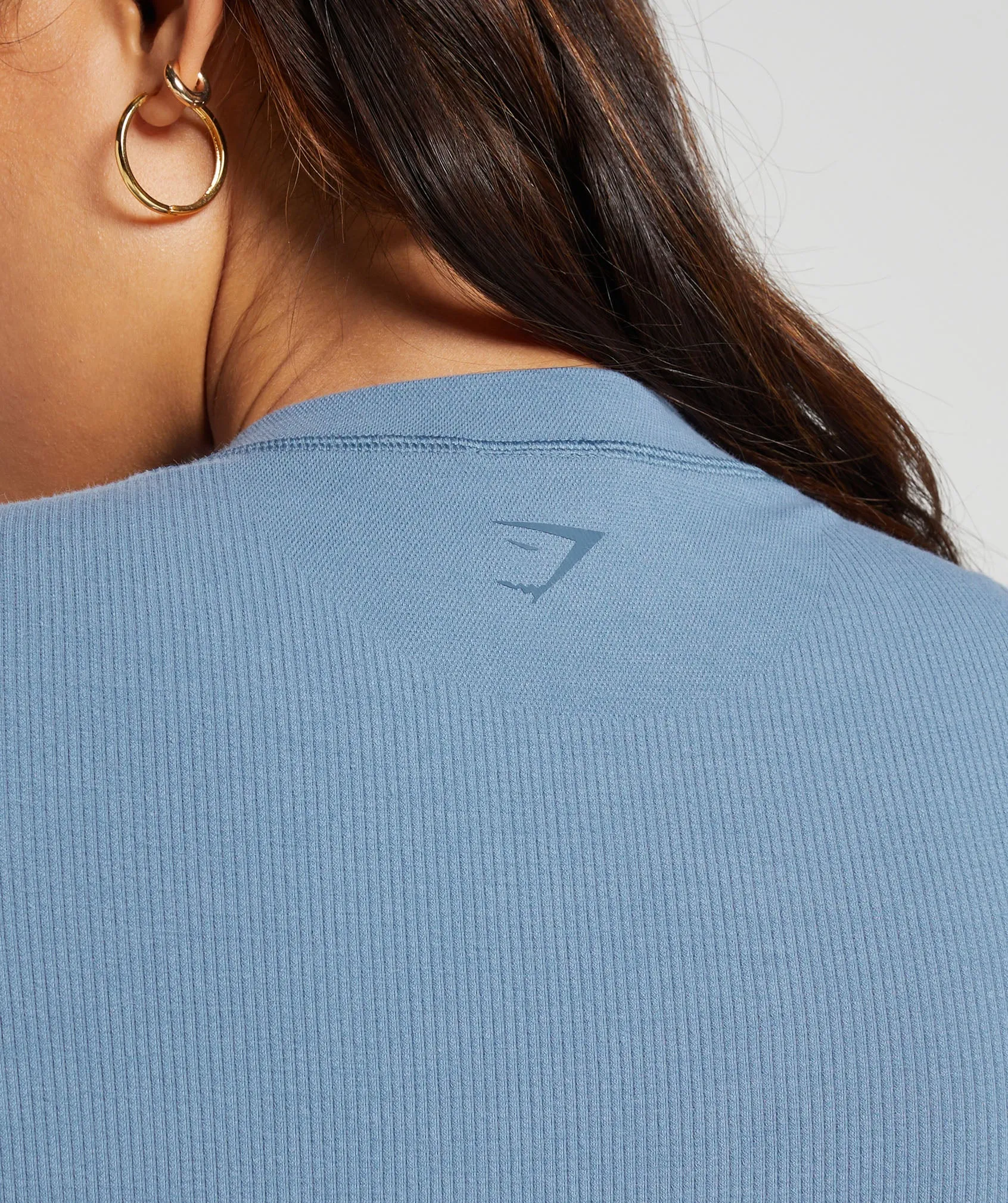 Gymshark Ribbed Cotton Seamless T-Shirt - Faded Blue sold by Gymshark product image thumbnail 5