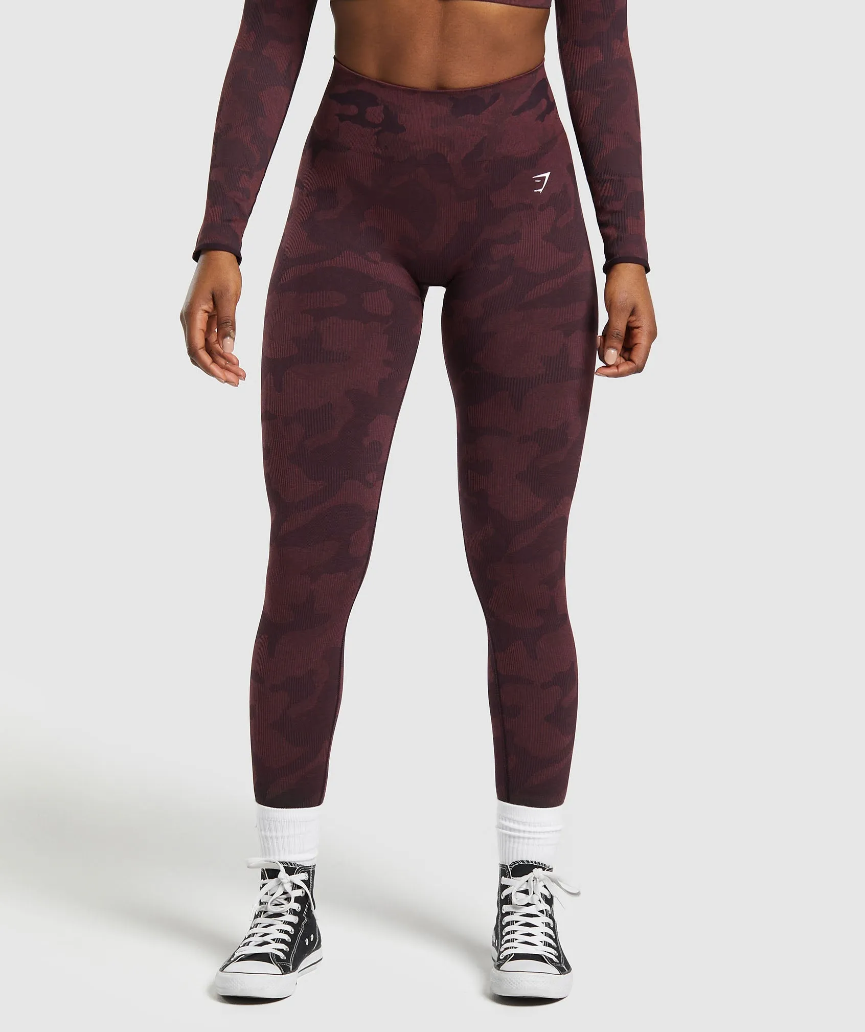 Gymshark Adapt Camo Seamless Leggings - Plum Brown/Burgundy Brown sold by Gymshark