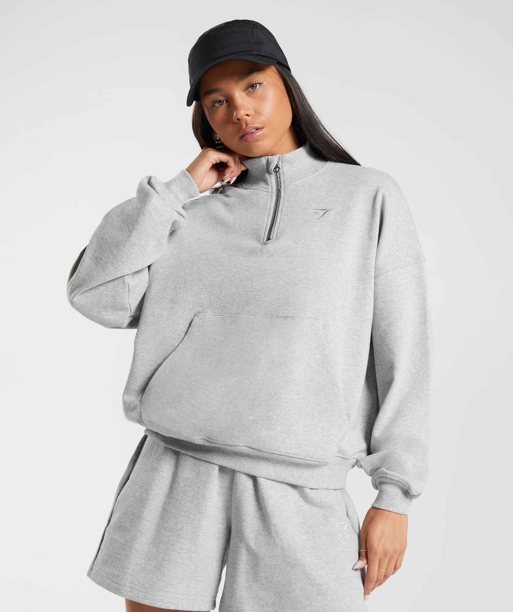Gymshark Rest Day Sweats 1/2 Zip Pullover - Light Grey Core Marl sold by Gymshark product image thumbnail 2