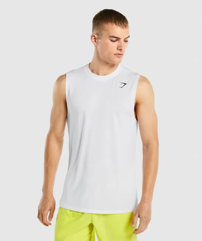 Gymshark Arrival Sleeveless T-Shirt - White sold by Gymshark