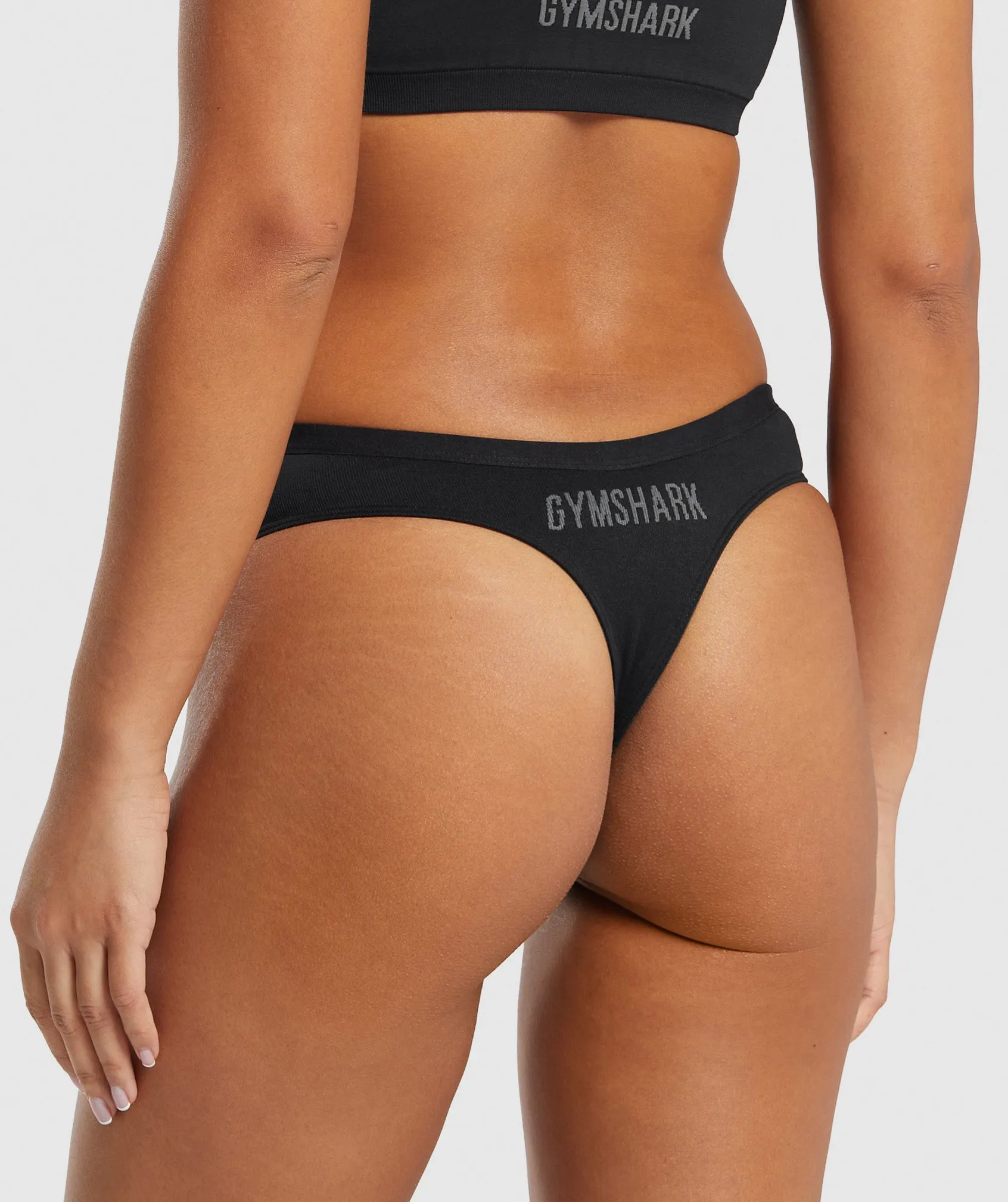 Gymshark Seamless Dipped Front Thong - Black sold by Gymshark product image thumbnail 2