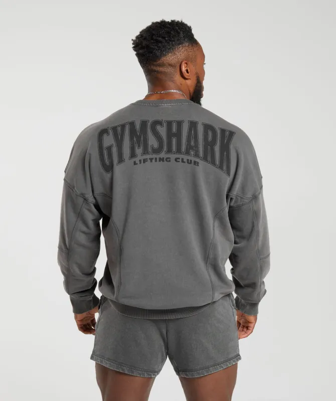 Gymshark Heritage Washed Crew - Onyx Grey sold by Gymshark