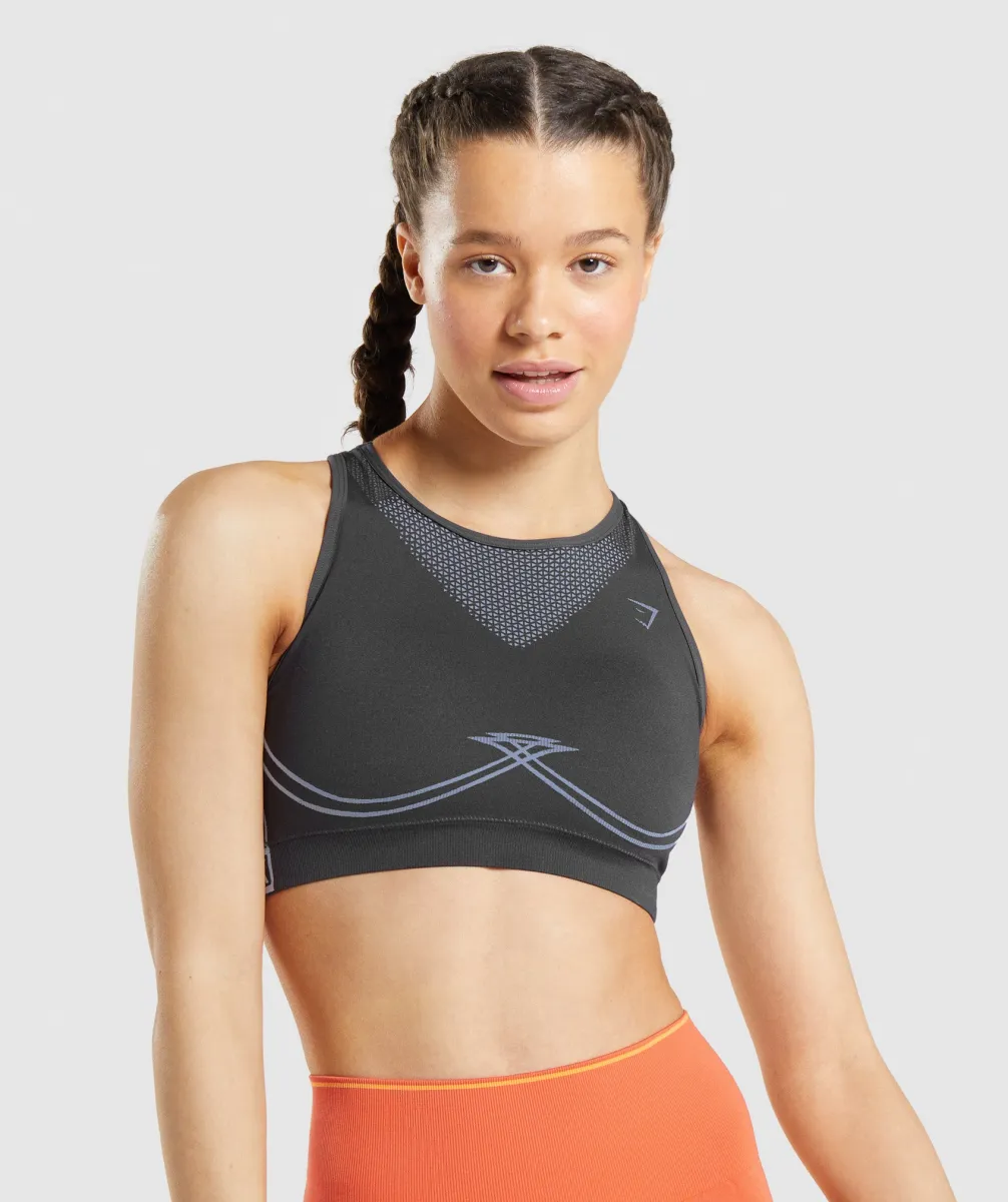 Gymshark Apex Seamless Sports Bra - Onyx Grey/Lavender Blue sold by Gymshark