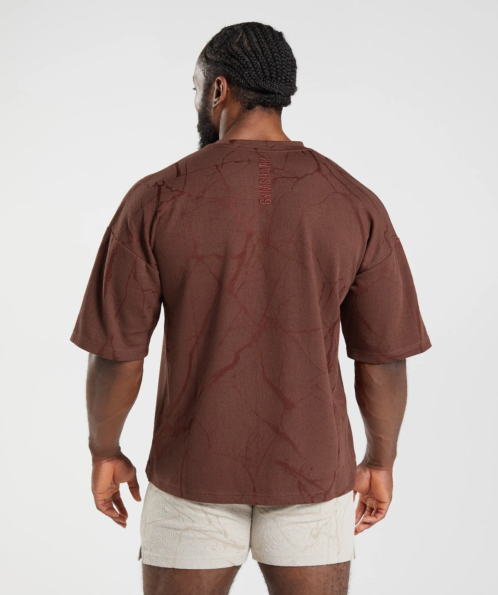 Gymshark Power Short Sleeve Crew - Cherry Brown Print sold by Gymshark product image thumbnail 2