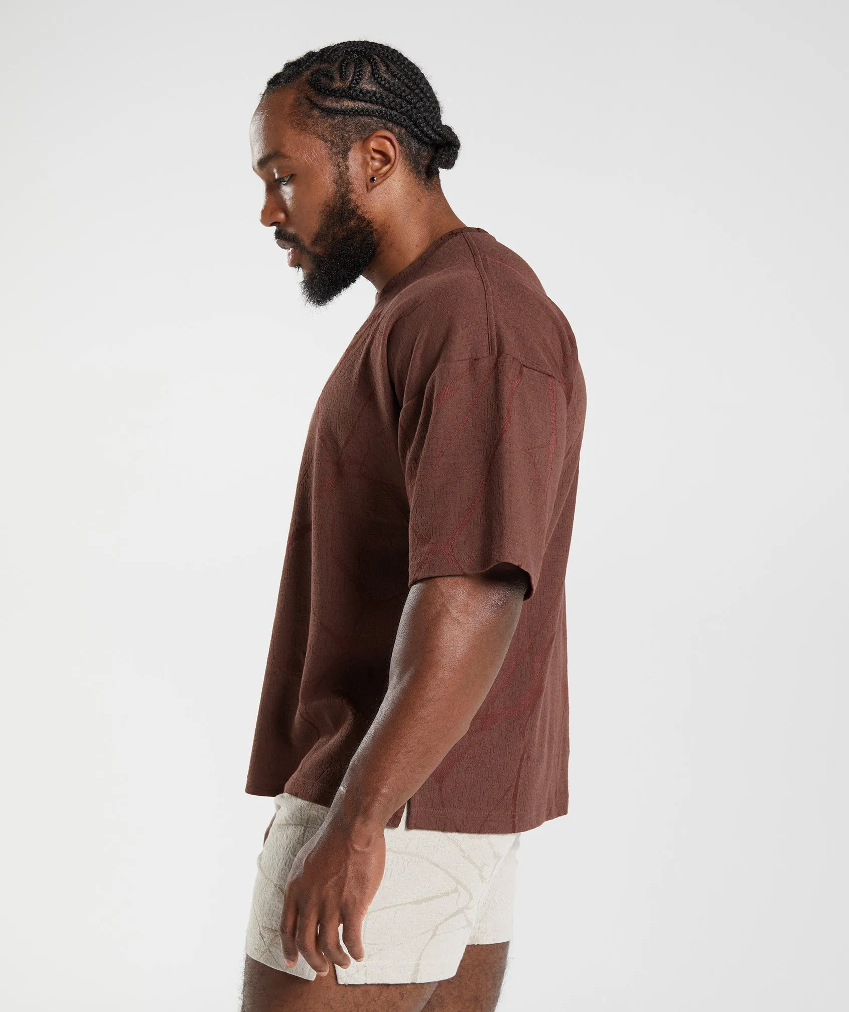 Gymshark Power Short Sleeve Crew - Cherry Brown Print sold by Gymshark product image thumbnail 3