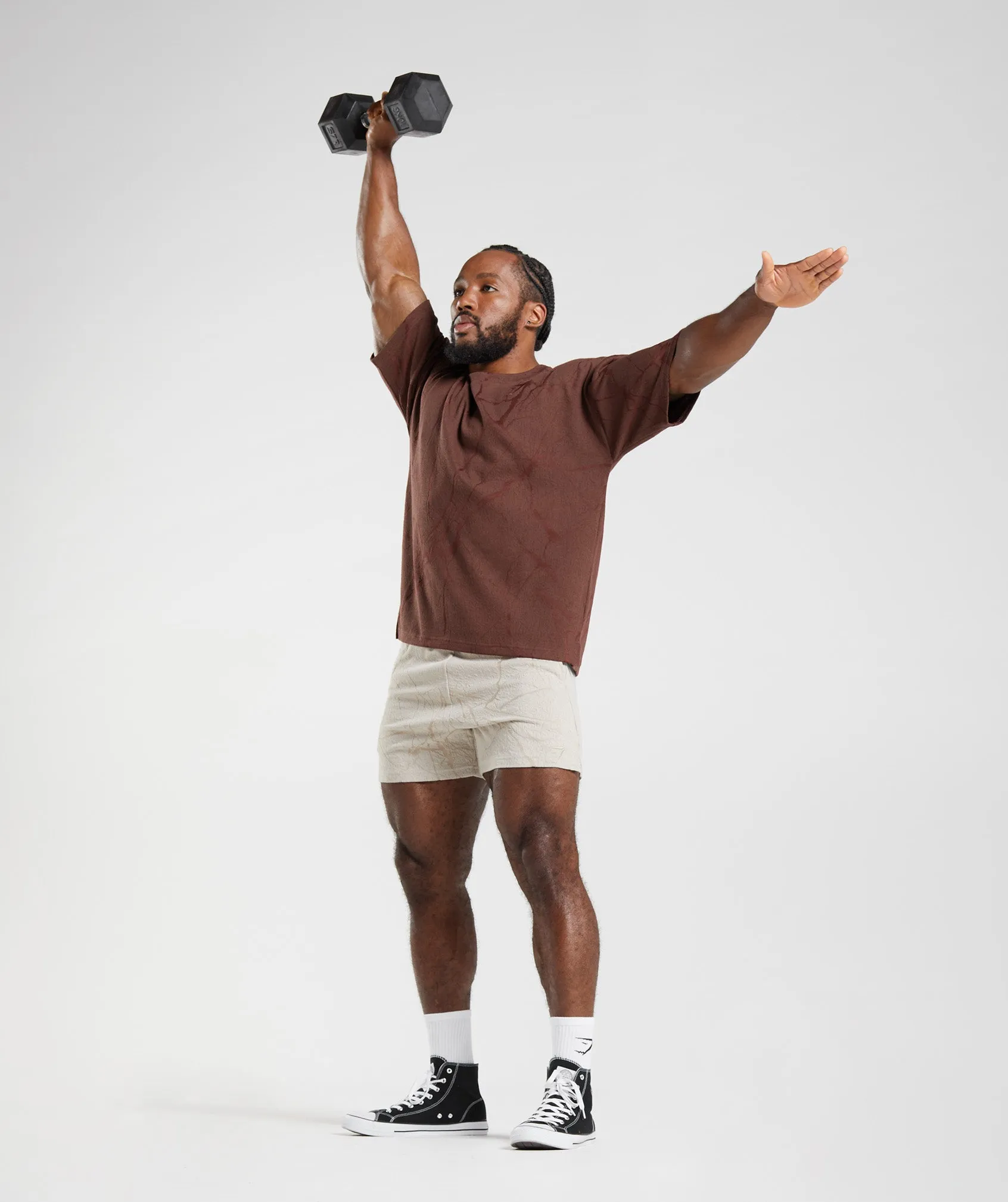 Gymshark Power Short Sleeve Crew - Cherry Brown Print sold by Gymshark product image thumbnail 4