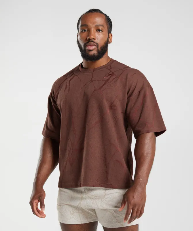 Gymshark Power Short Sleeve Crew - Cherry Brown Print made by Gymshark