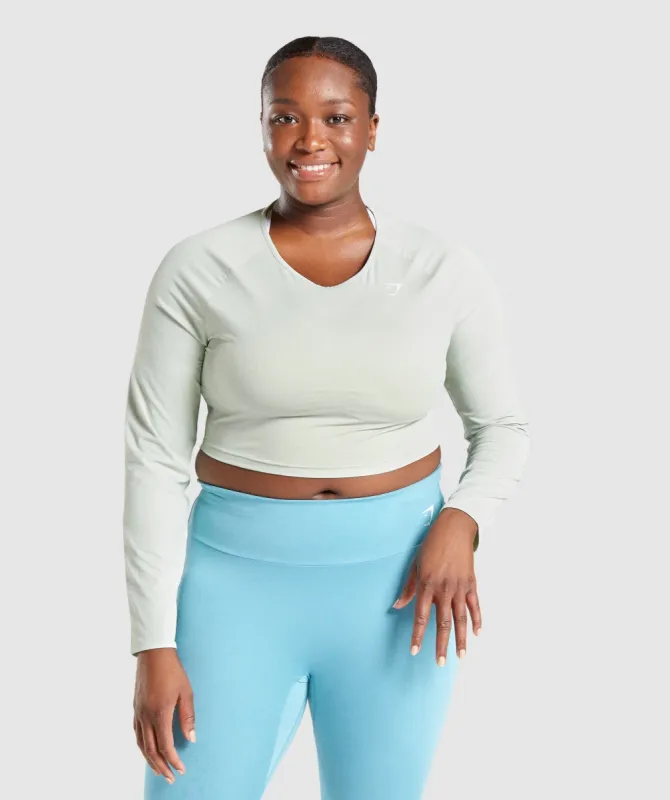 Gymshark Training Long Sleeve Crop Top - Light Green sold by Gymshark