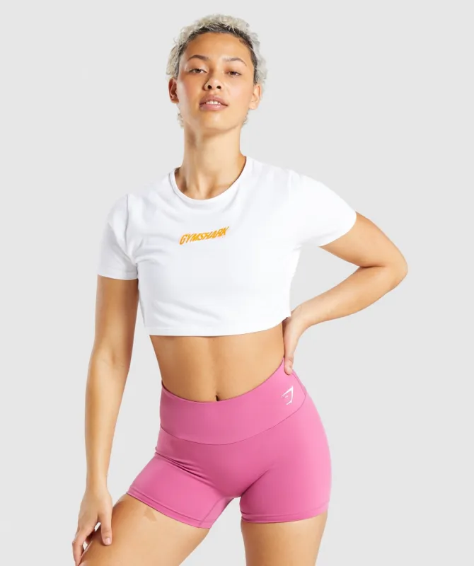 Gymshark Italic Graphic Crop Top - White sold by Gymshark