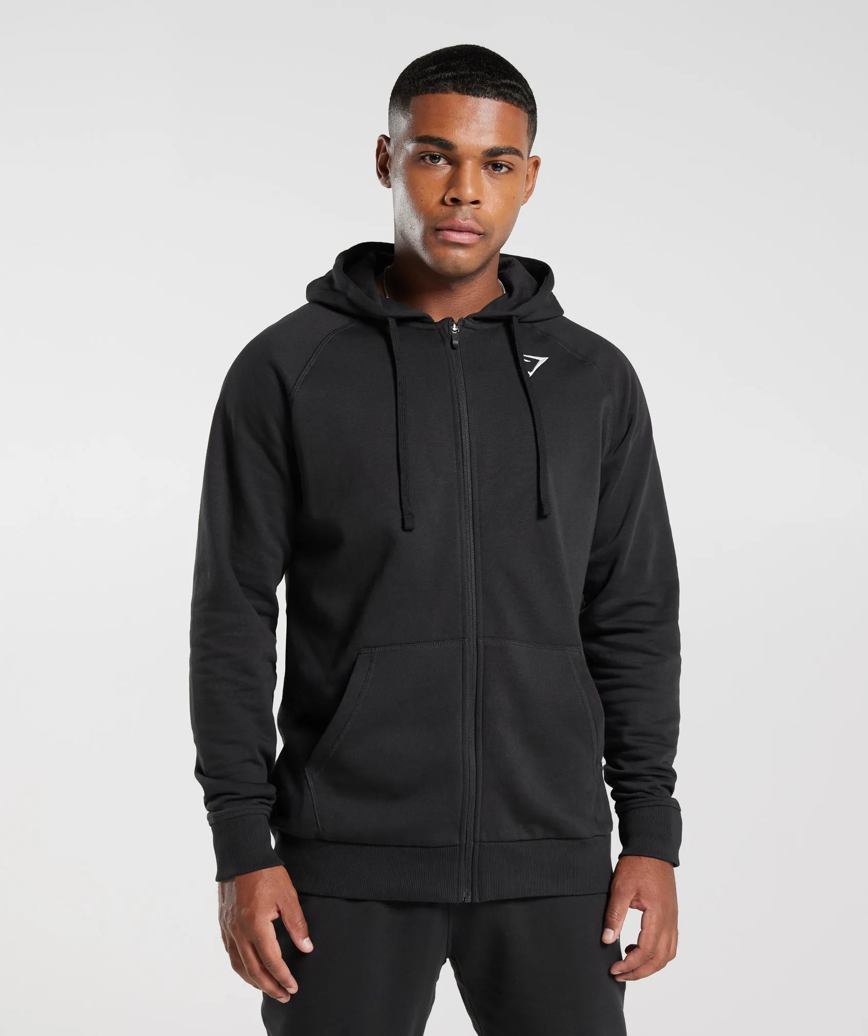 Gymshark Crest Zip Up Hoodie - Black sold by Gymshark