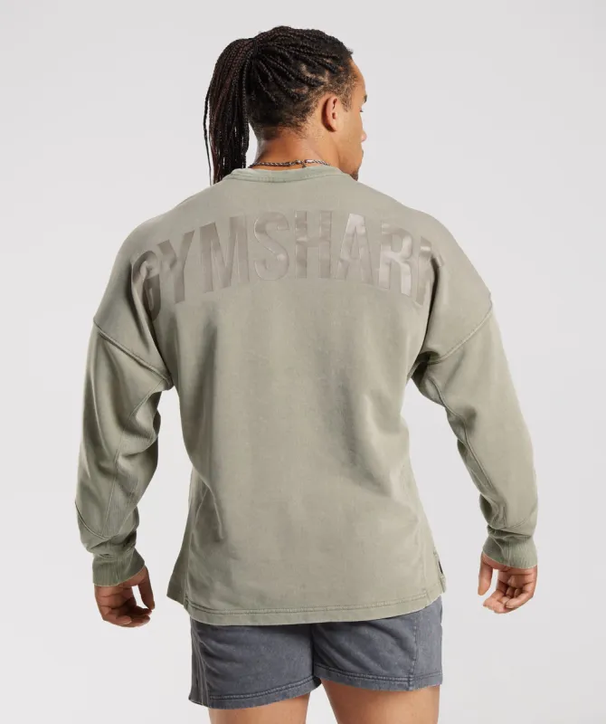Gymshark Power Washed Crew - Ecru Brown sold by Gymshark