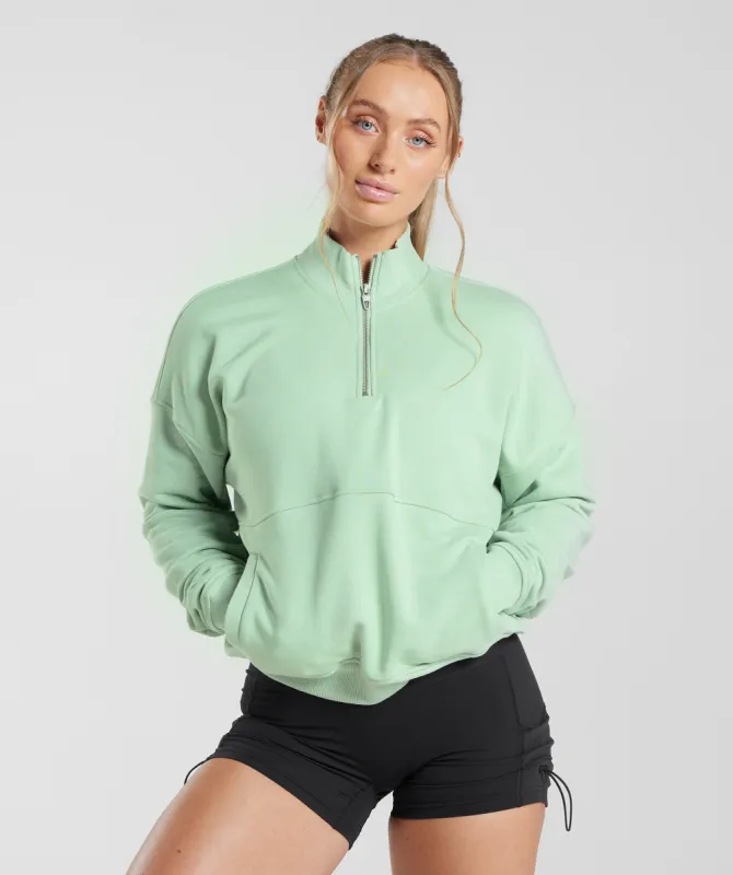 Gymshark Legacy 1/4 Zip Sweatshirt - Mist Green sold by Gymshark