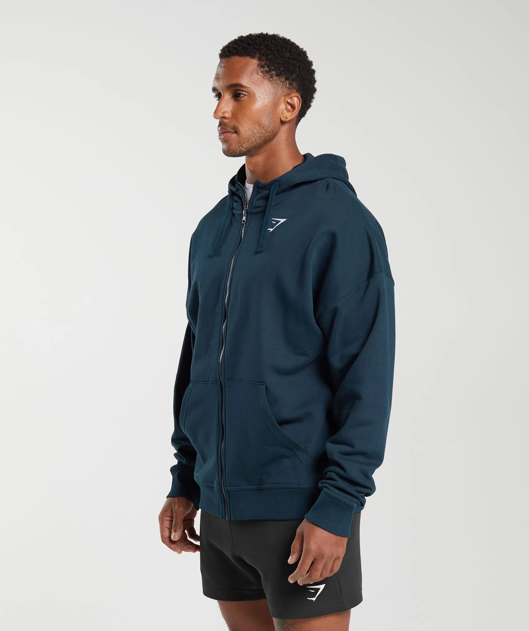 Gymshark Crest Oversized Zip Up Hoodie - Navy sold by Gymshark product image thumbnail 3