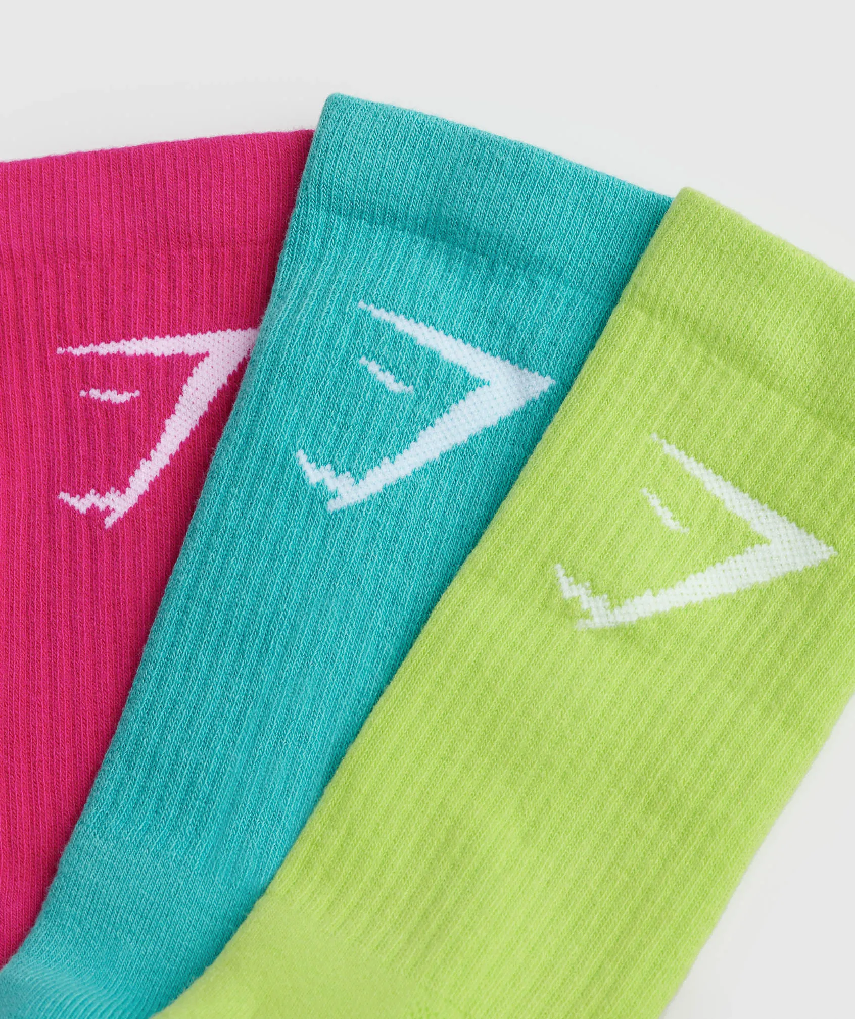 Gymshark Crew Socks 3pk - Citrus Green/Capri Blue/Bold Magenta sold by Gymshark product image thumbnail 2