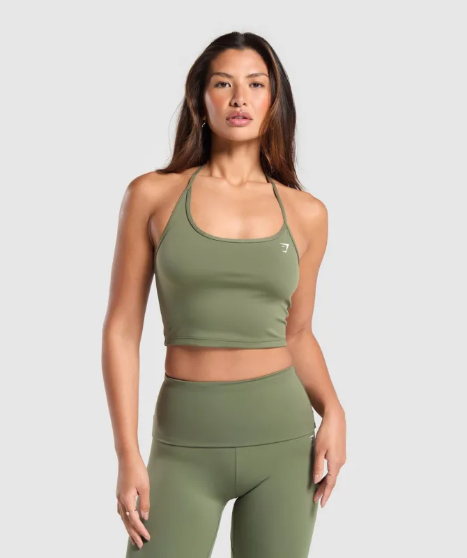 Gymshark Everyday C&S One Shoulder Crop Top - Core Olive sold by Gymshark