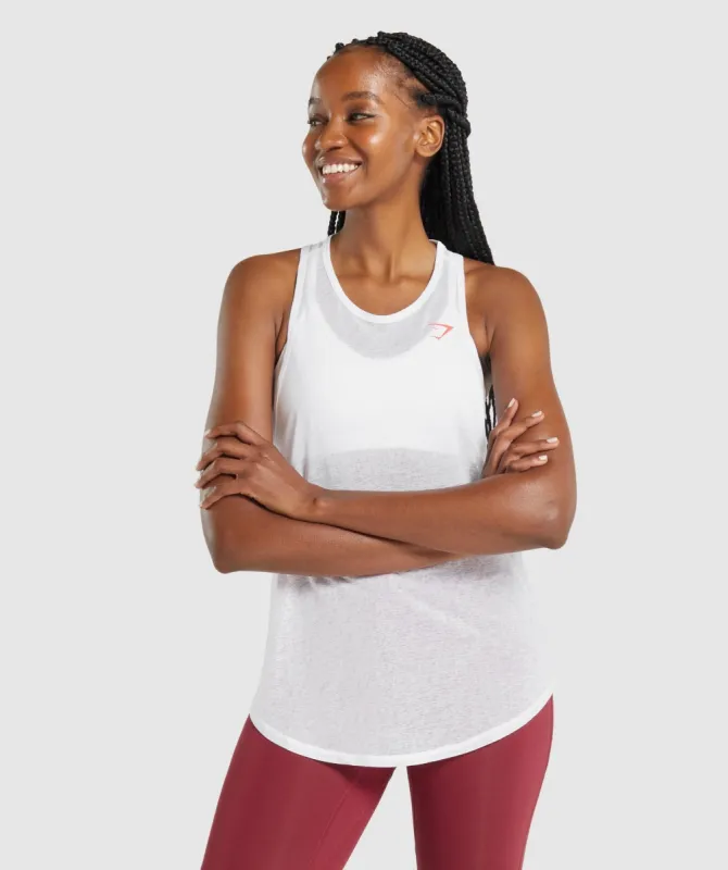 Gymshark Pulse Lightweight Tank - White sold by Gymshark