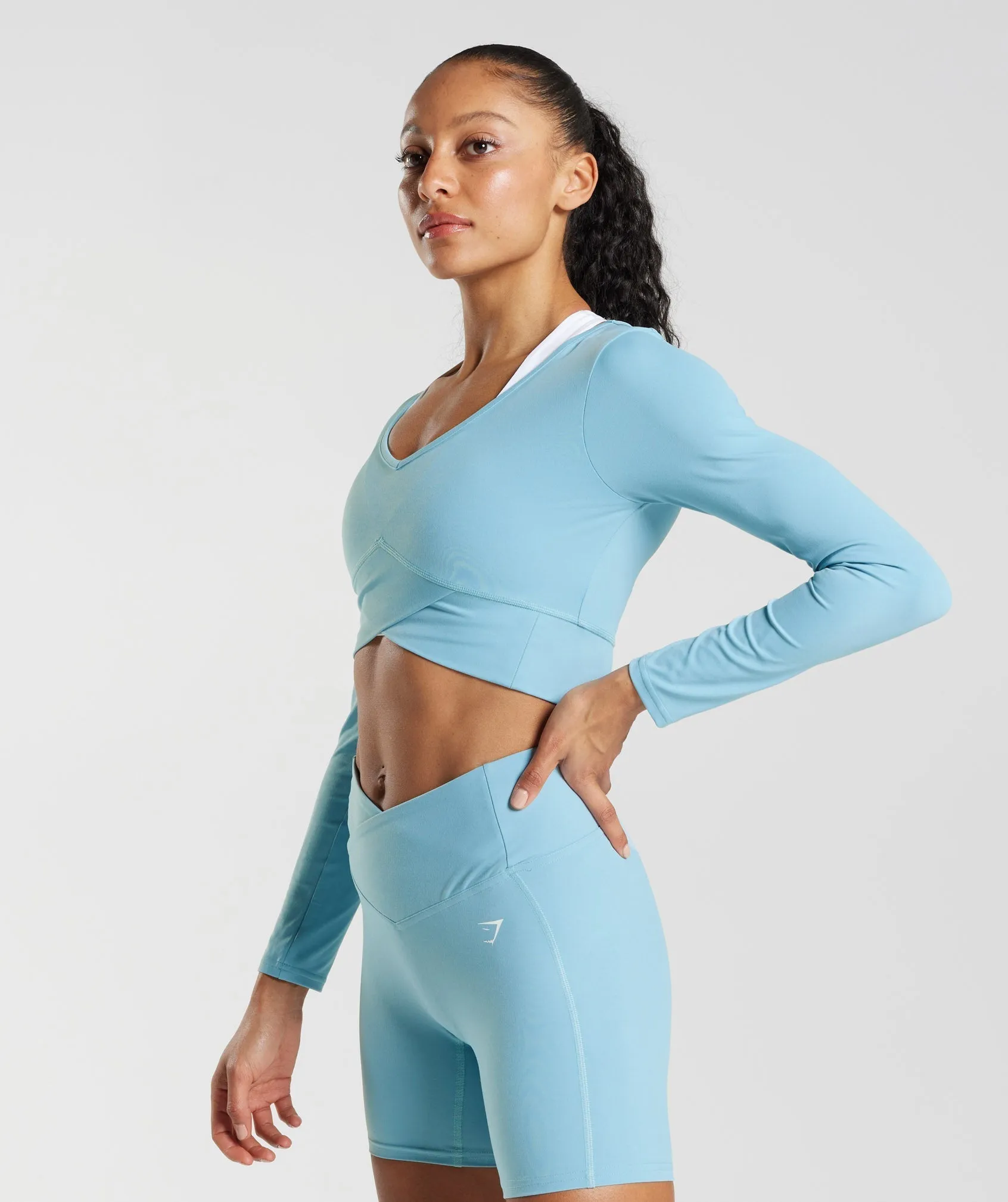 Gymshark Crossover Long Sleeve Crop Top - Iceberg Blue sold by Gymshark product image thumbnail 3