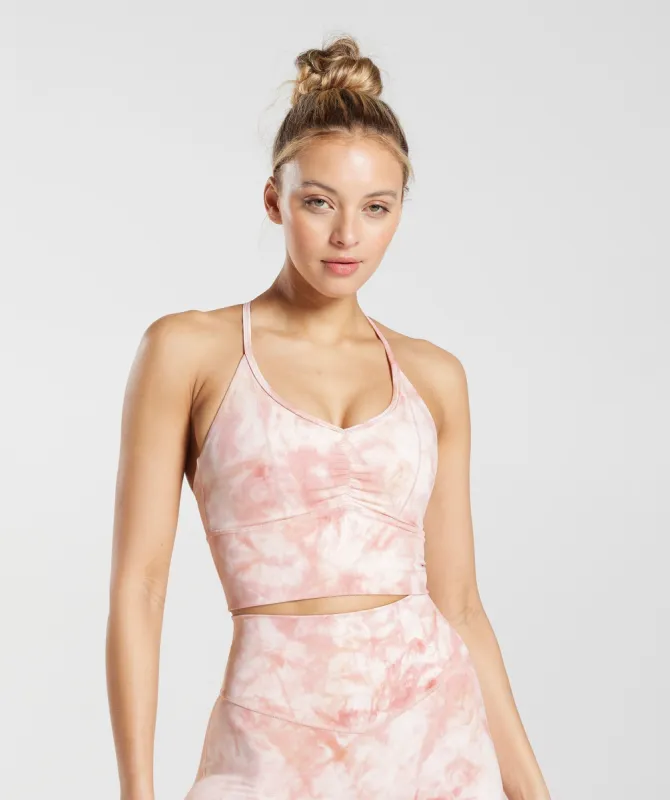 Gymshark Elevate Spray Dye Longline Sports Bra - White/Misty Pink/Scandi Pink sold by Gymshark