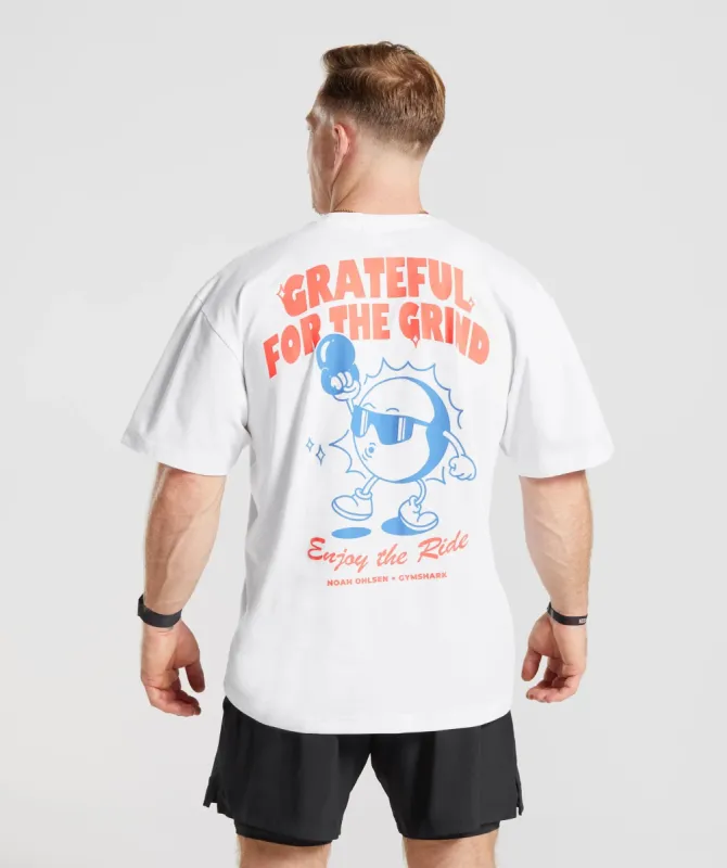 Gymshark Noah Ohlsen Oversized Sun T-Shirt - White sold by Gymshark