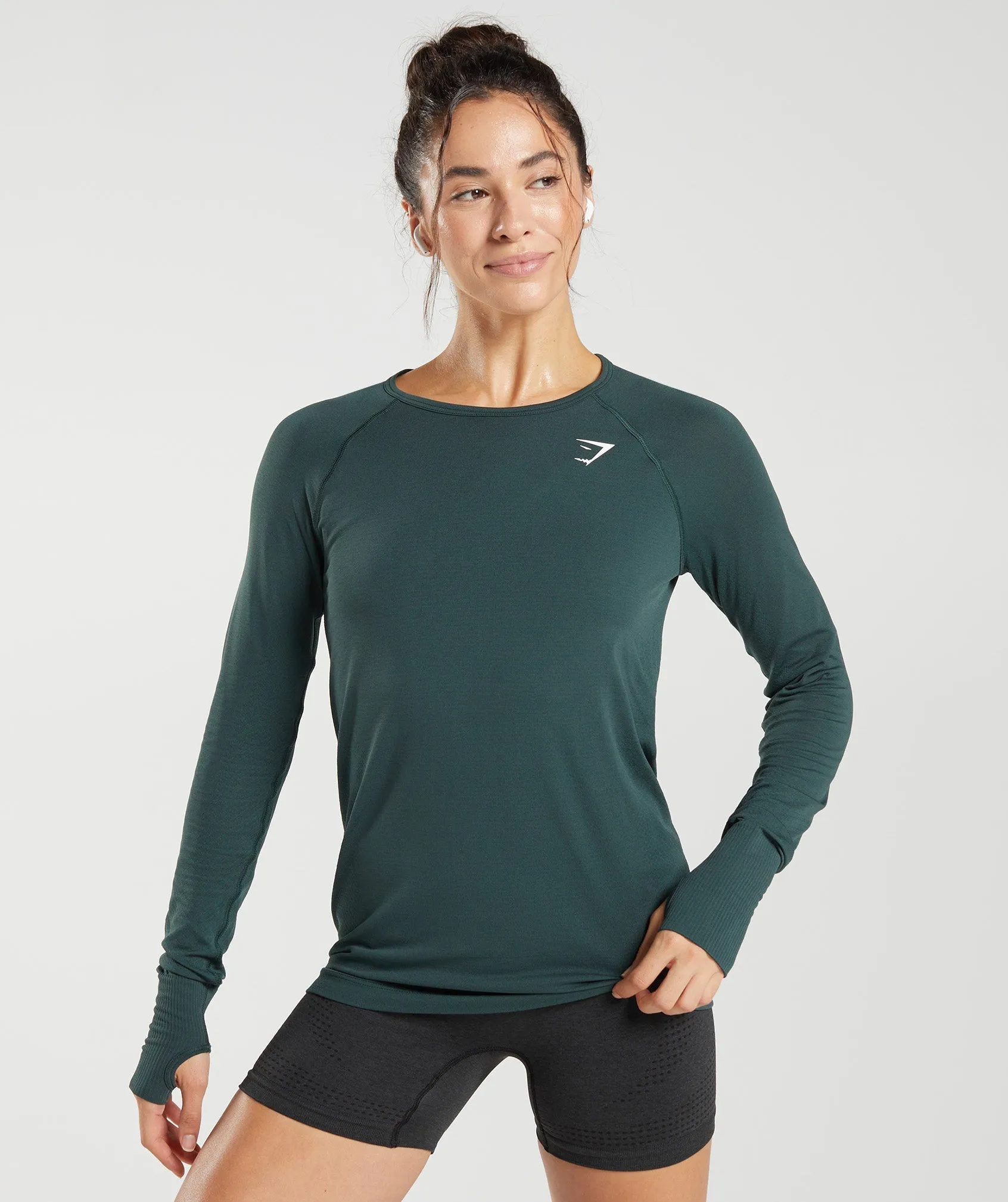 Gymshark Vital Light Long Sleeve Top - Woodland Green Marl sold by Gymshark