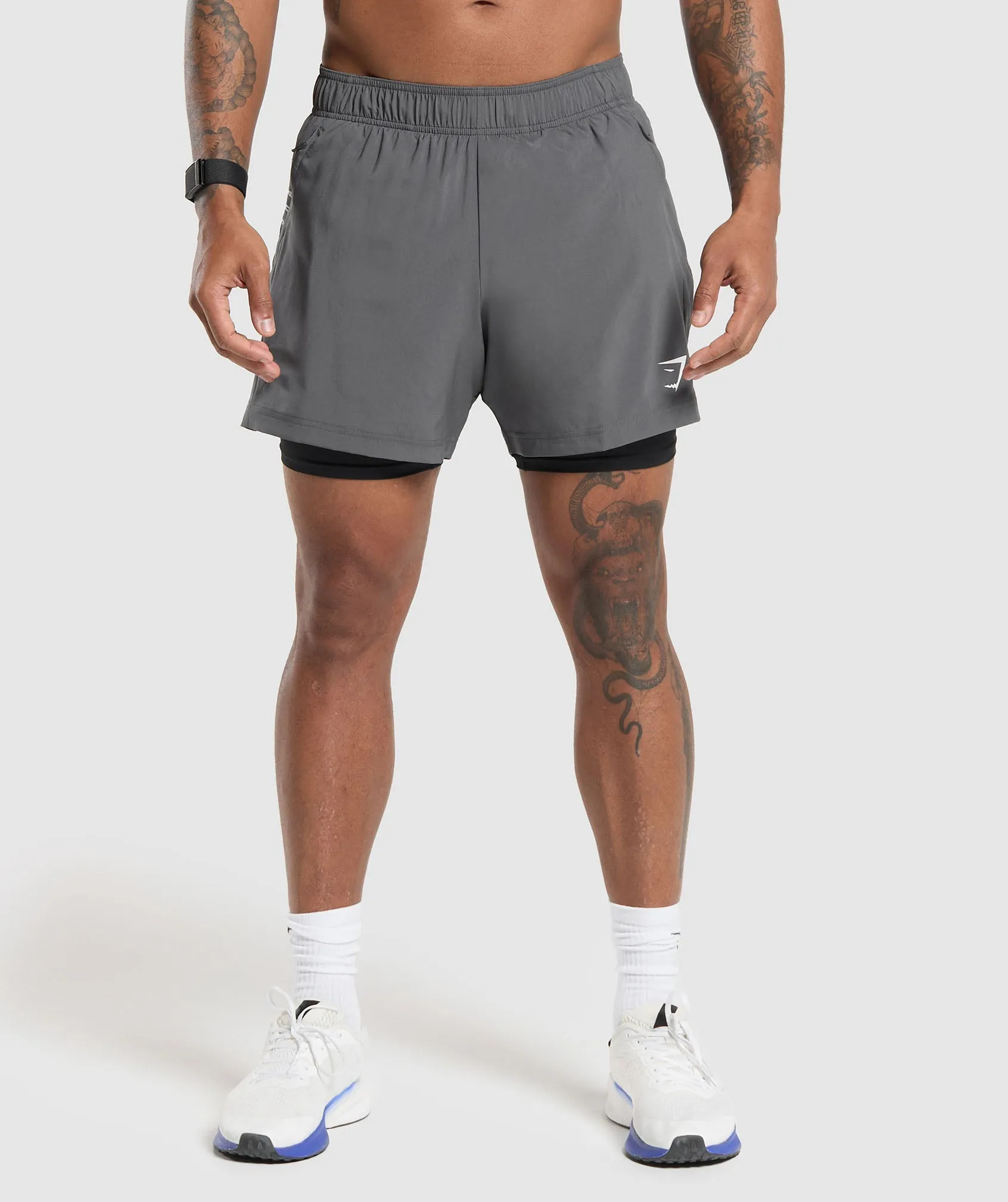 Gymshark Sport 5" 2 In 1 Shorts - Silhouette Grey/Black sold by Gymshark