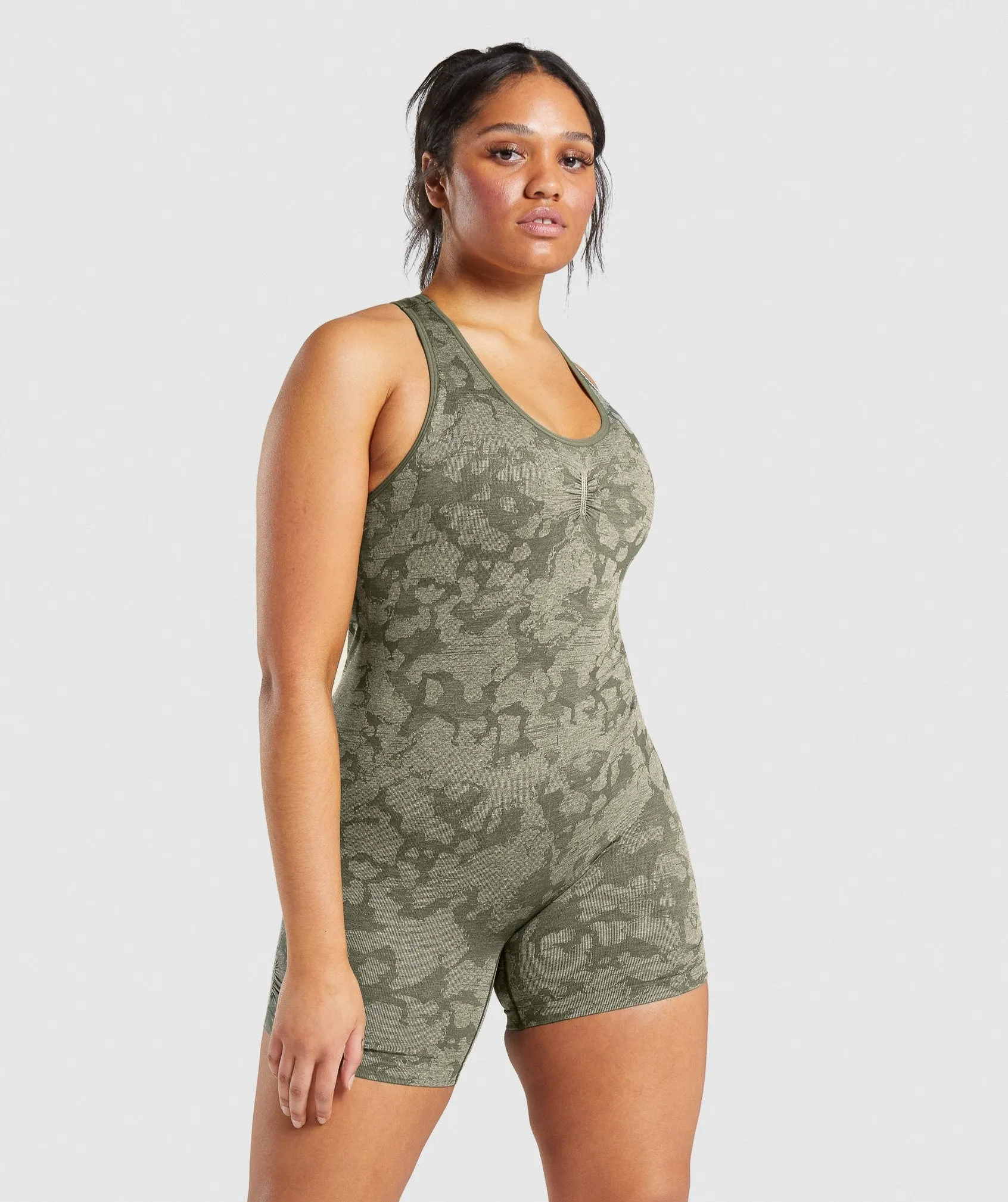 Gymshark Adapt Camo Seamless All In One - Green sold by Gymshark