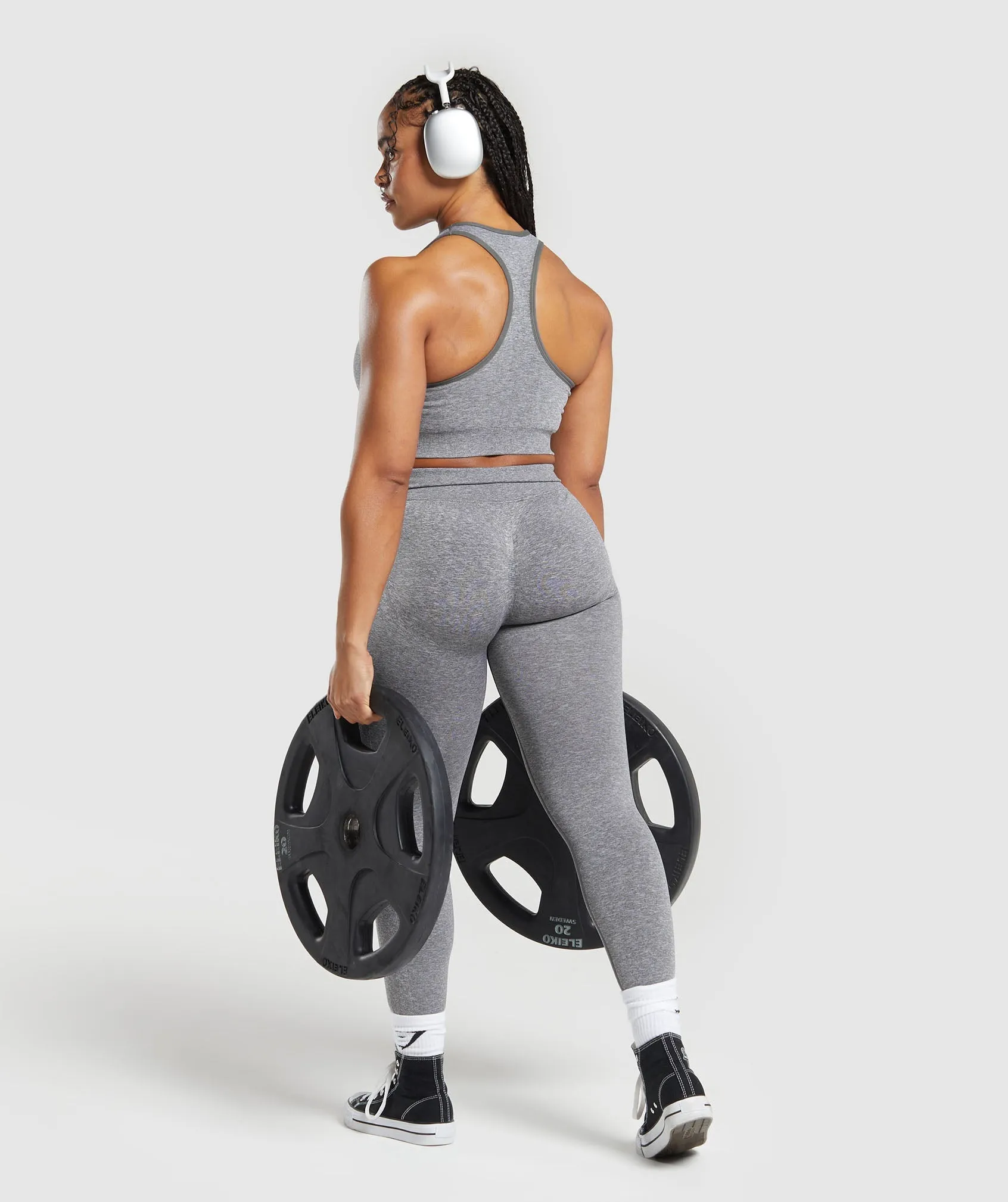 Gymshark Lift Contour Seamless Leggings - Brushed Grey/White Marl sold by Gymshark product image thumbnail 4