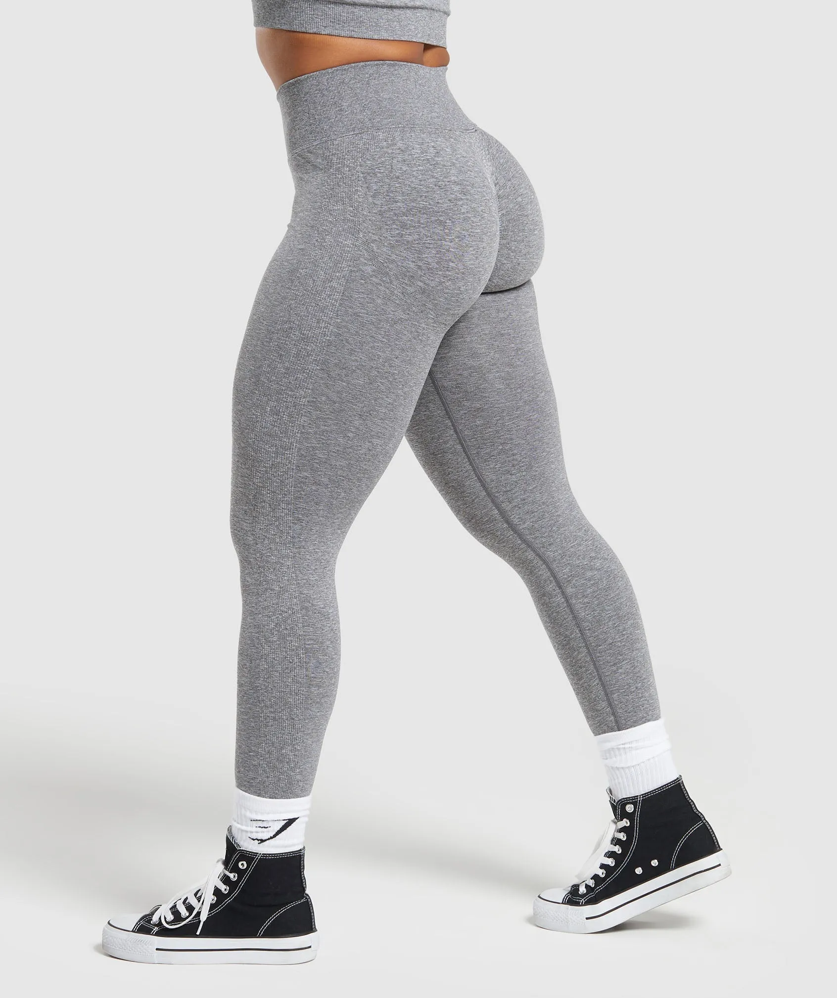 Gymshark Lift Contour Seamless Leggings - Brushed Grey/White Marl sold by Gymshark product image thumbnail 3