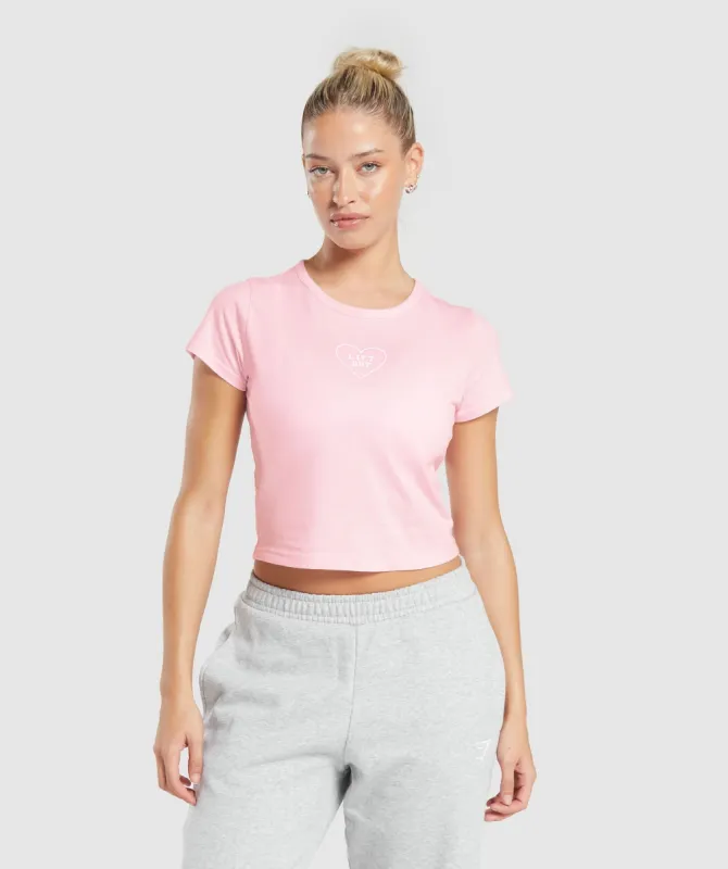 Gymshark Love Hearts Crop Top - Dolly Pink sold by Gymshark