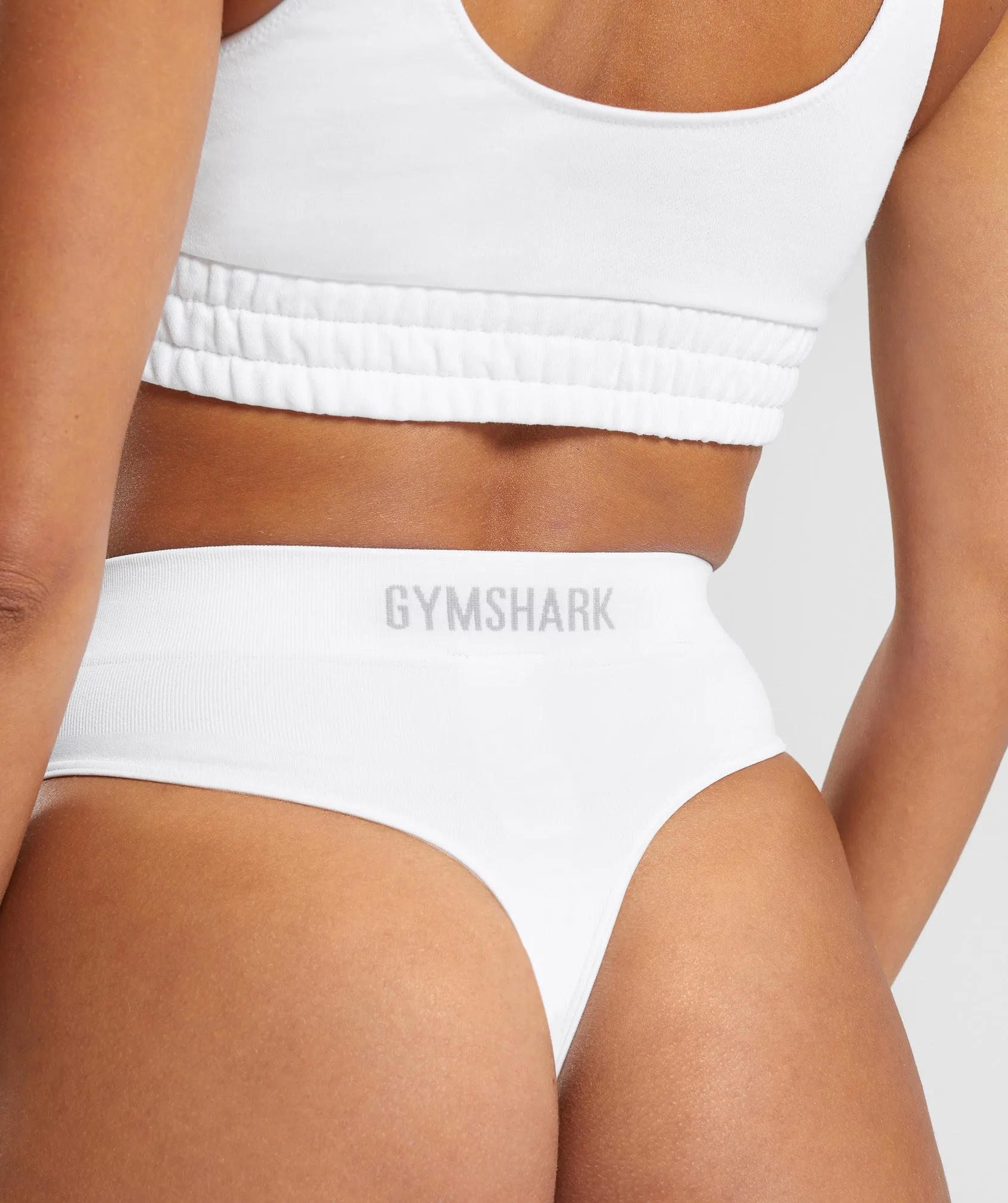 Gymshark Seamless High Waisted Thong - White sold by Gymshark product image thumbnail 5