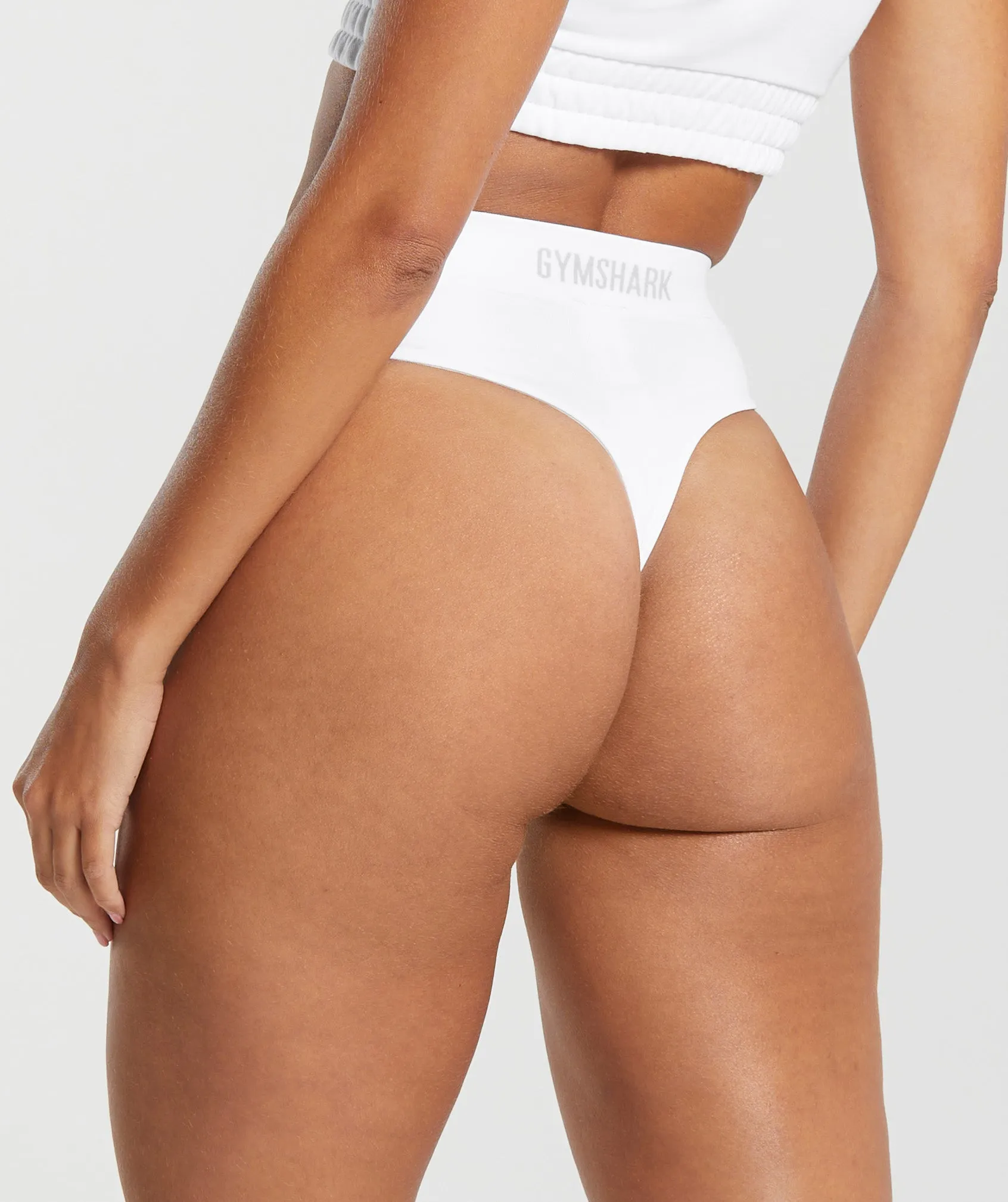 Gymshark Seamless High Waisted Thong - White sold by Gymshark product image thumbnail 2