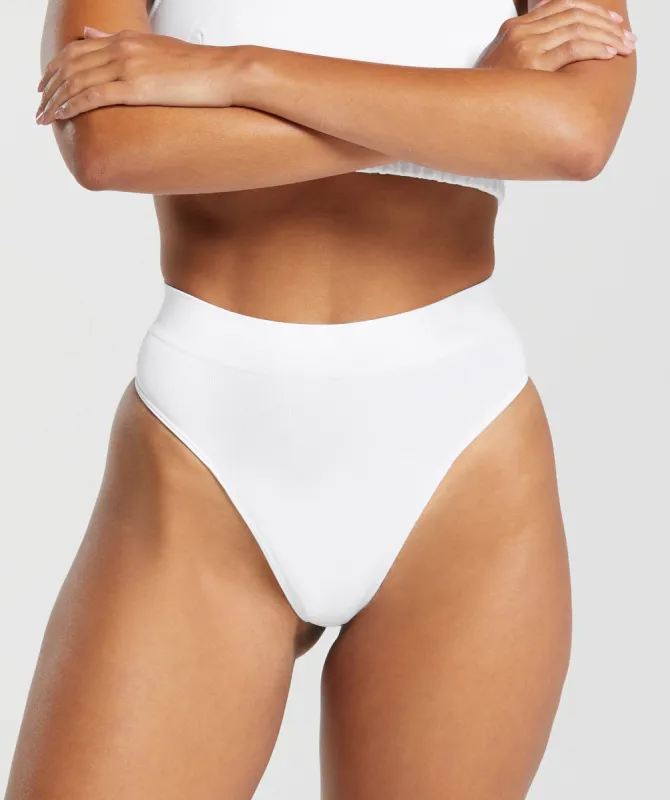 Gymshark Seamless High Waisted Thong - White sold by Gymshark