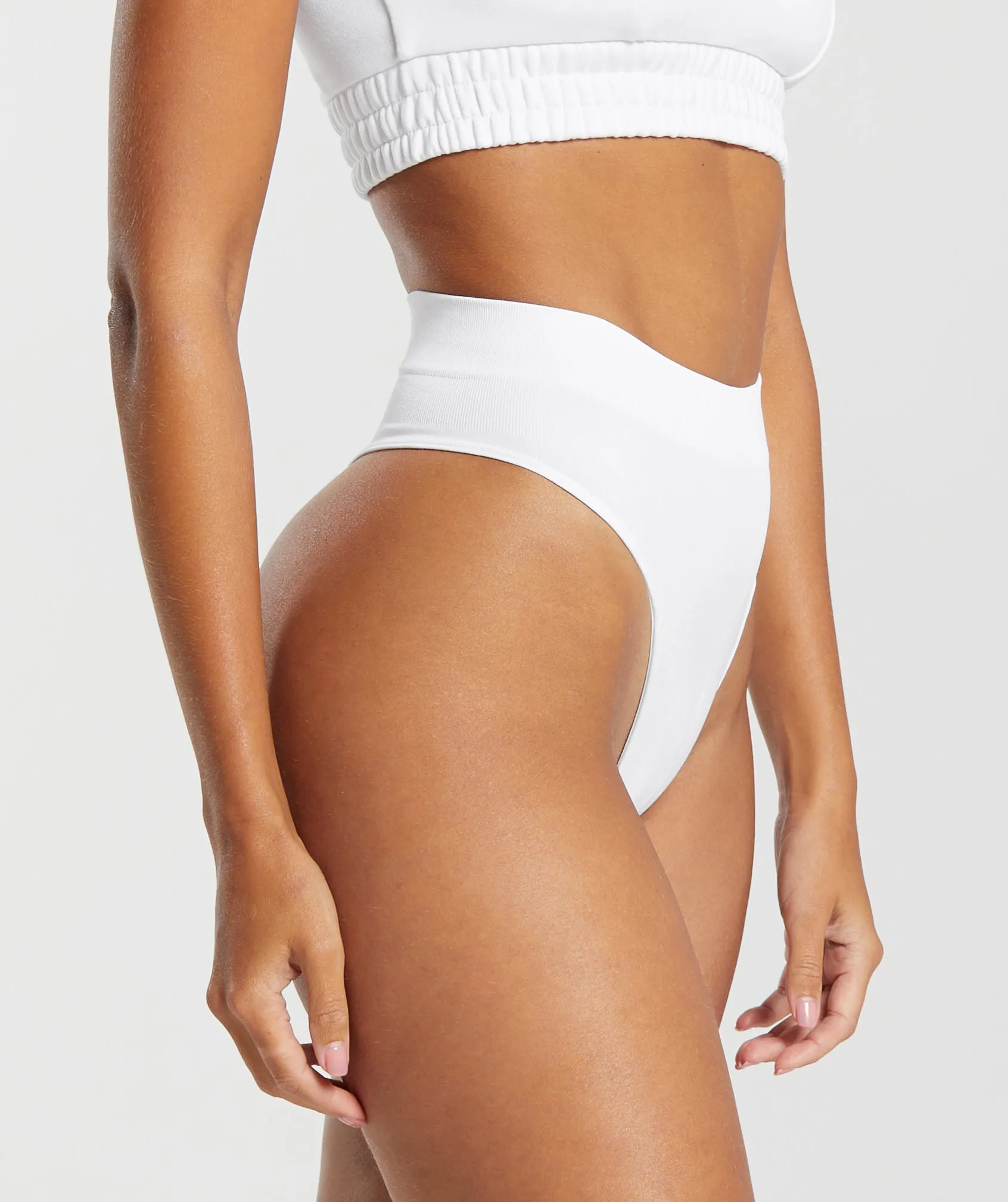 Gymshark Seamless High Waisted Thong - White sold by Gymshark product image thumbnail 3