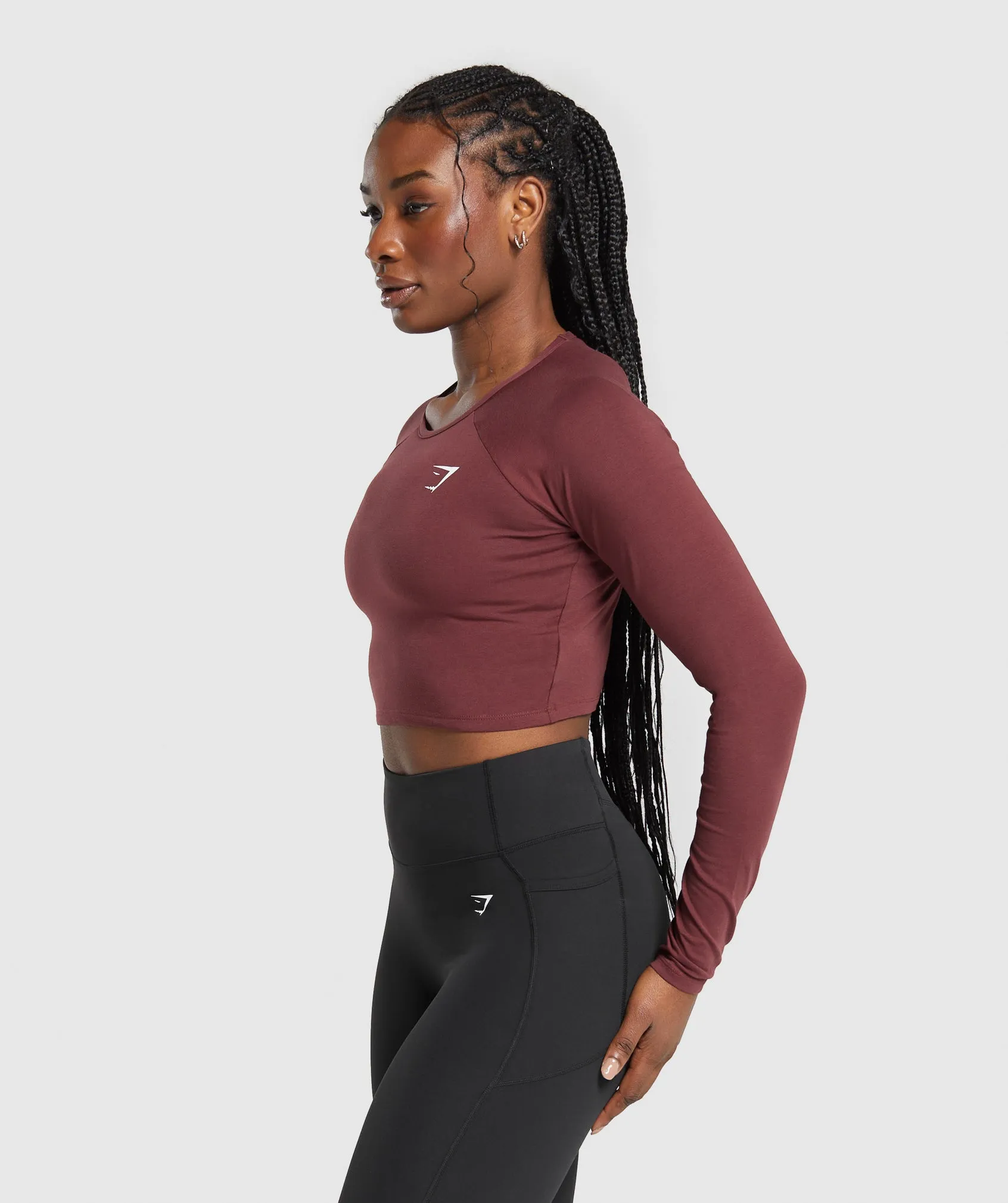 Gymshark Lifting Essential Long Sleeve Crop Top - Burgundy Brown sold by Gymshark product image thumbnail 3