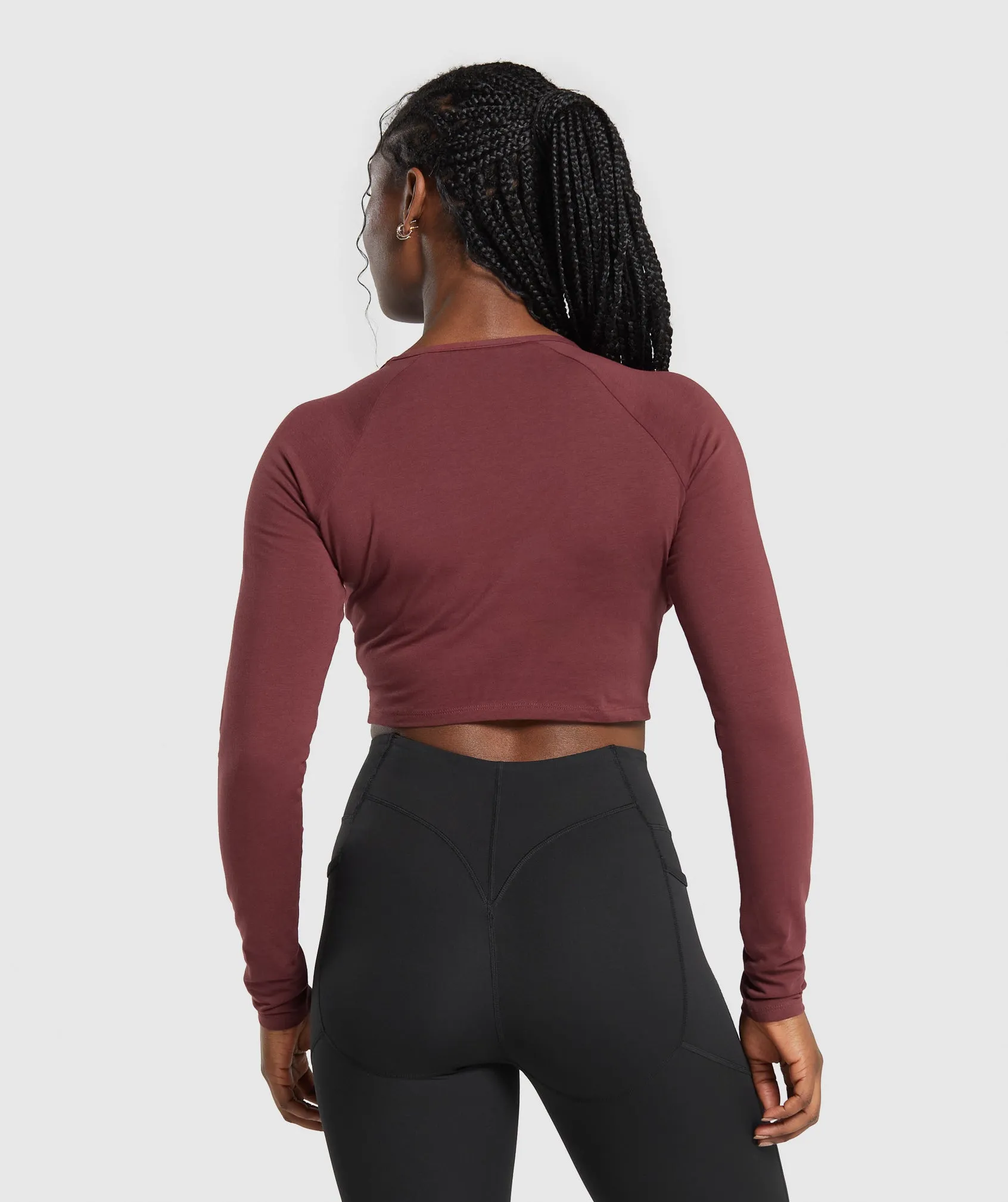 Gymshark Lifting Essential Long Sleeve Crop Top - Burgundy Brown sold by Gymshark product image thumbnail 2