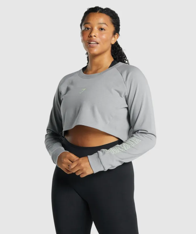 Gymshark Apollo Graphic Cropped Sweater - Smokey Grey sold by Gymshark