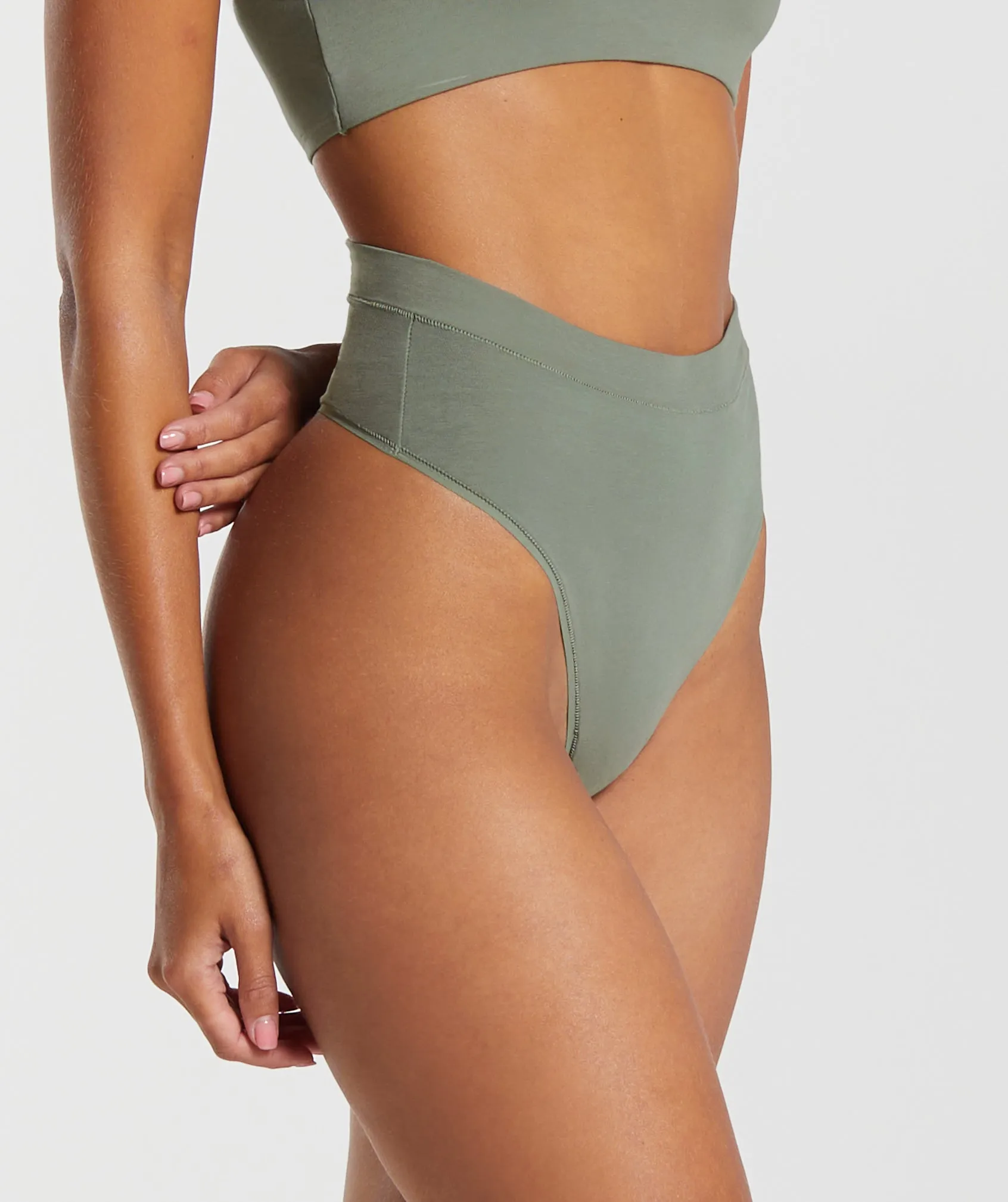 Gymshark Cotton High Waisted Thong - Unit Green sold by Gymshark product image thumbnail 5