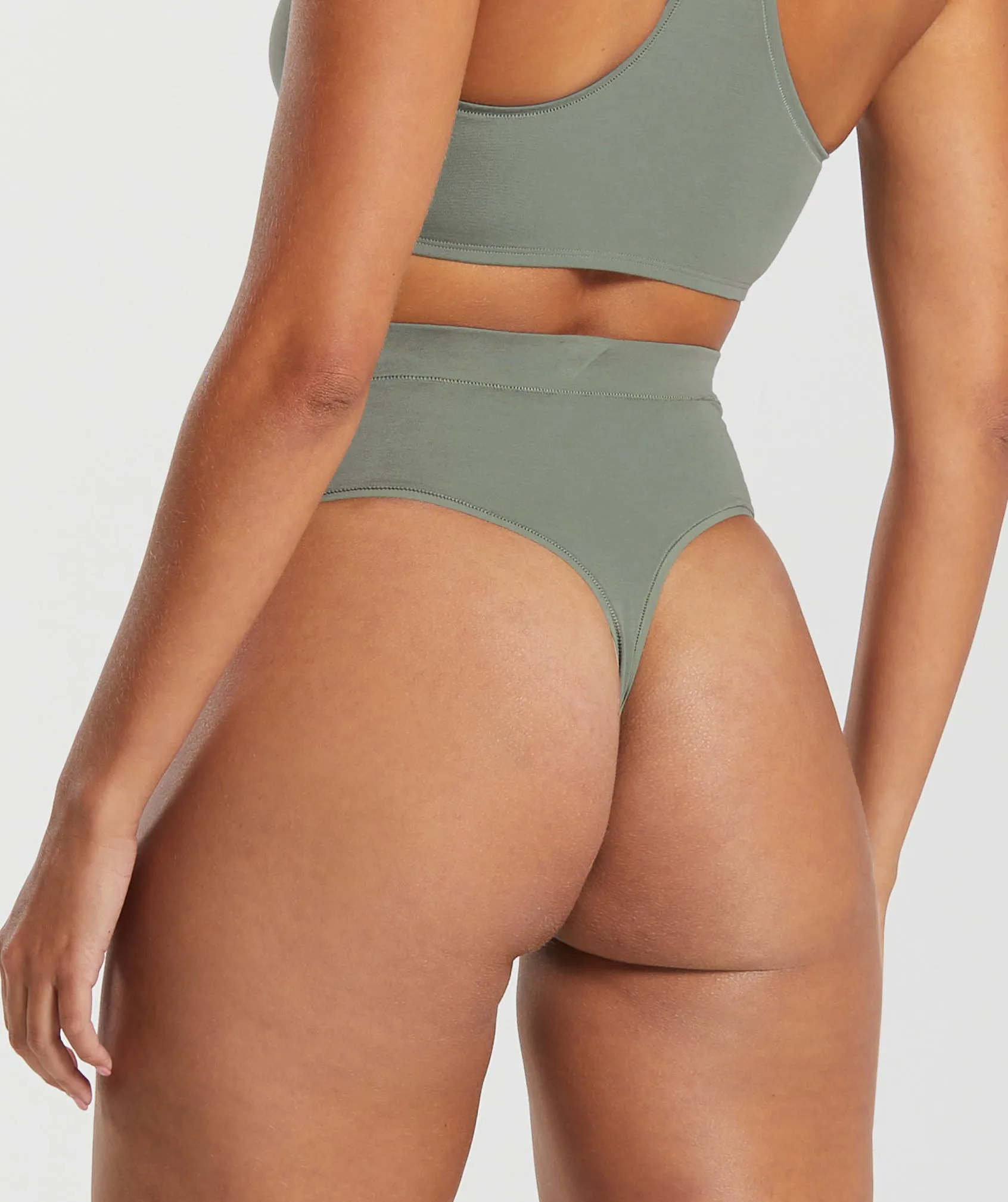 Gymshark Cotton High Waisted Thong - Unit Green sold by Gymshark product image thumbnail 2