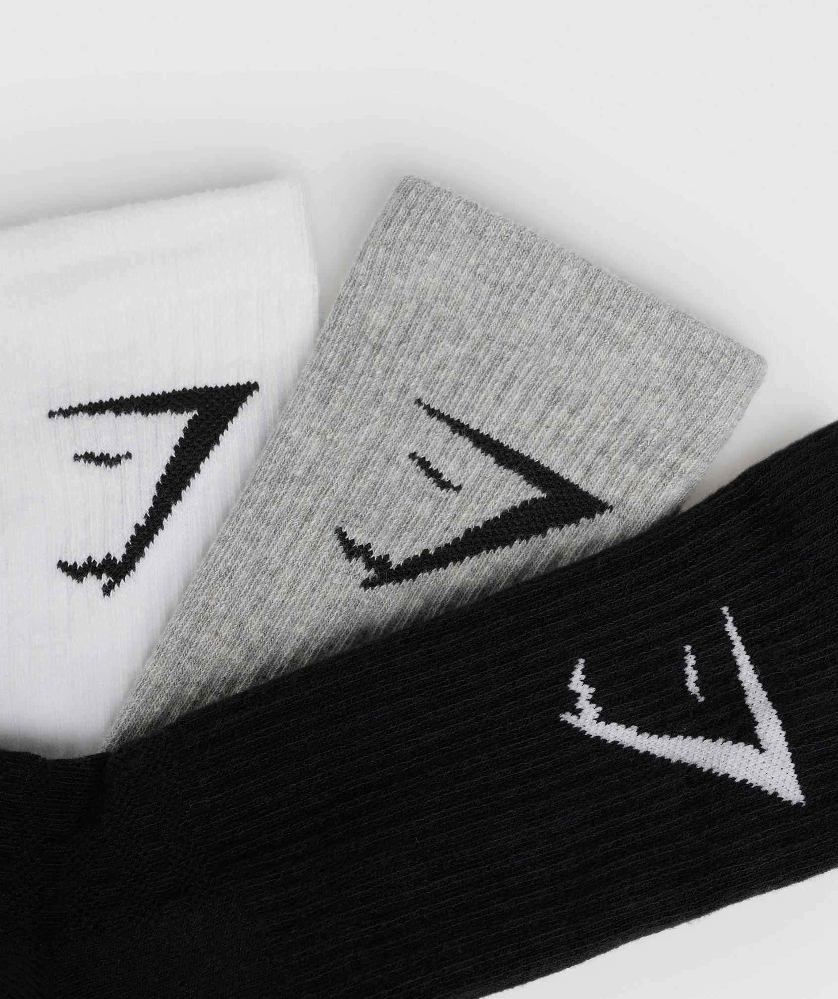 Gymshark Crew Socks 3pk - White/Light Grey Core Marl/Black sold by Gymshark product image thumbnail 2