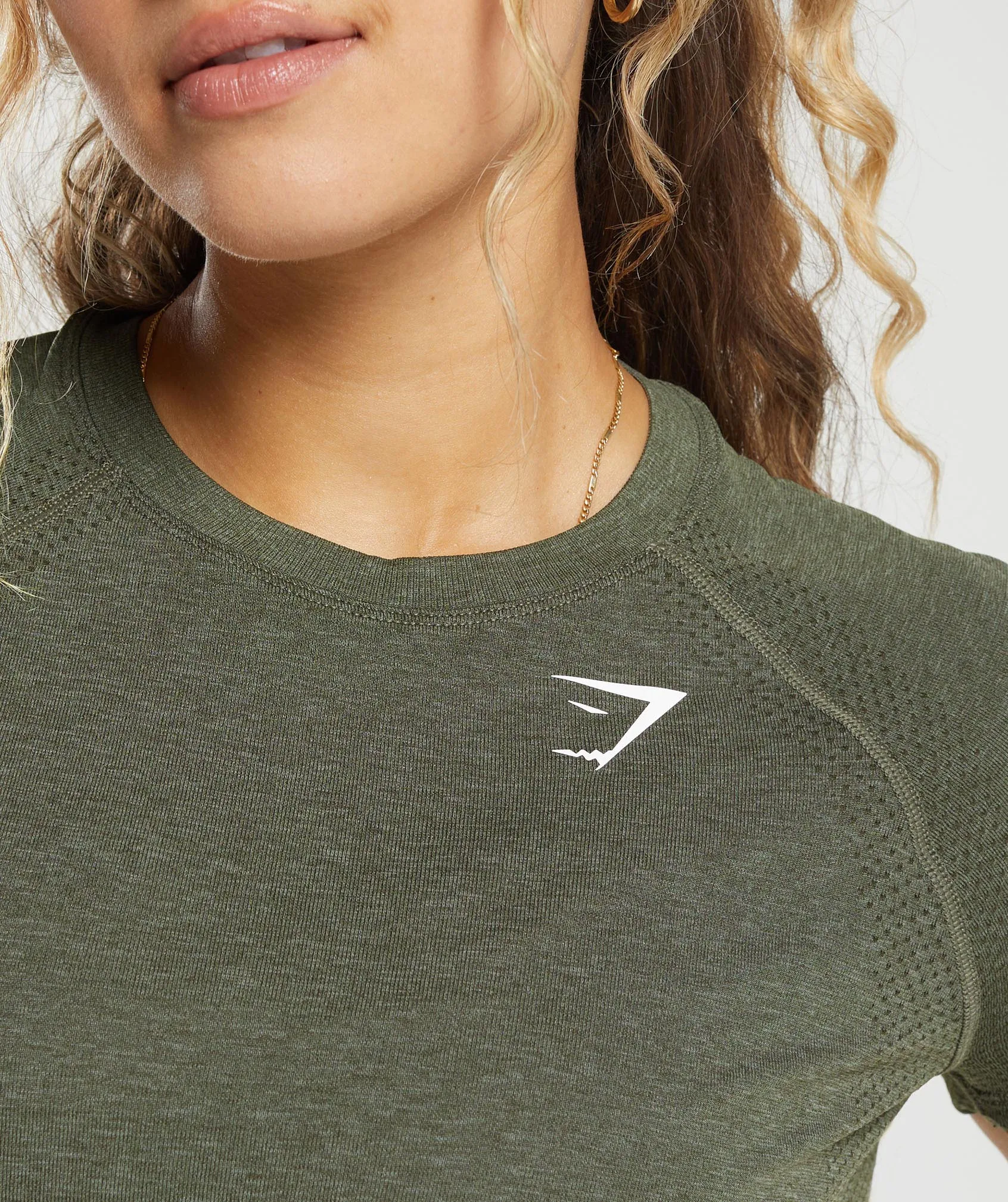 Gymshark Vital Seamless 2.0 Light T-Shirt - Base Green/ Marl sold by Gymshark product image thumbnail 5