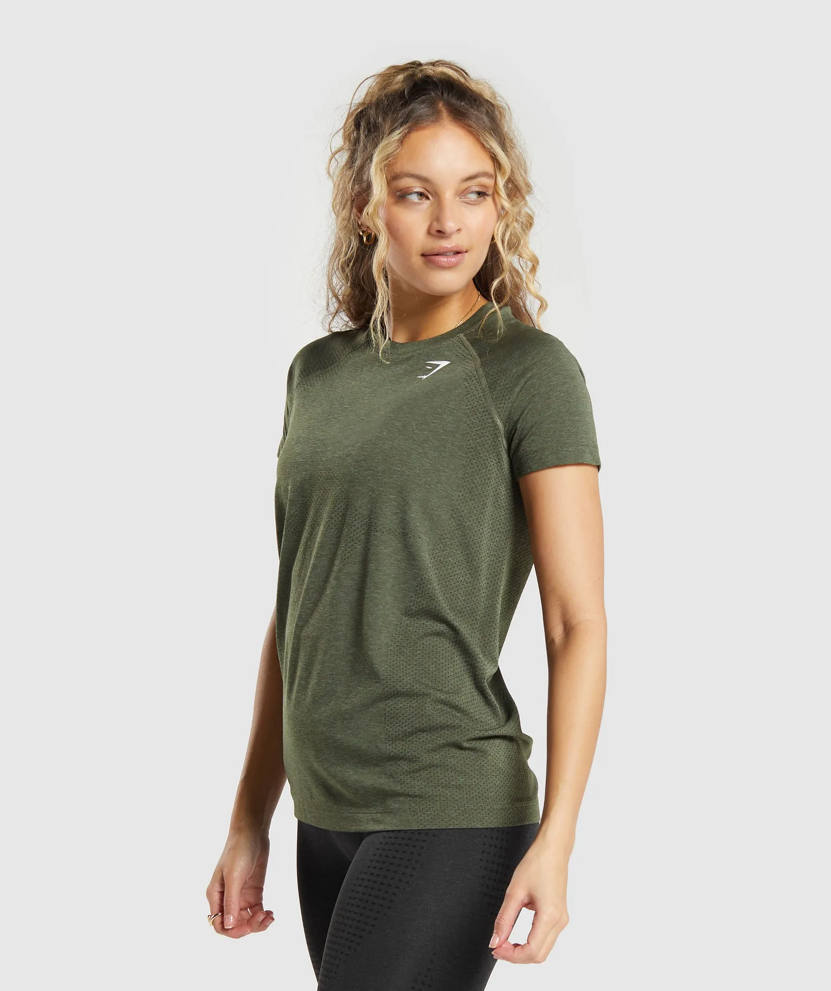 Gymshark Vital Seamless 2.0 Light T-Shirt - Base Green/ Marl sold by Gymshark product image thumbnail 3