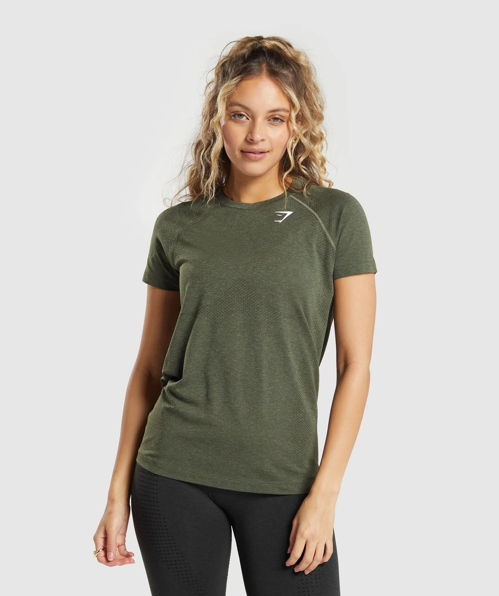 Gymshark Vital Seamless 2.0 Light T-Shirt - Base Green/ Marl sold by Gymshark