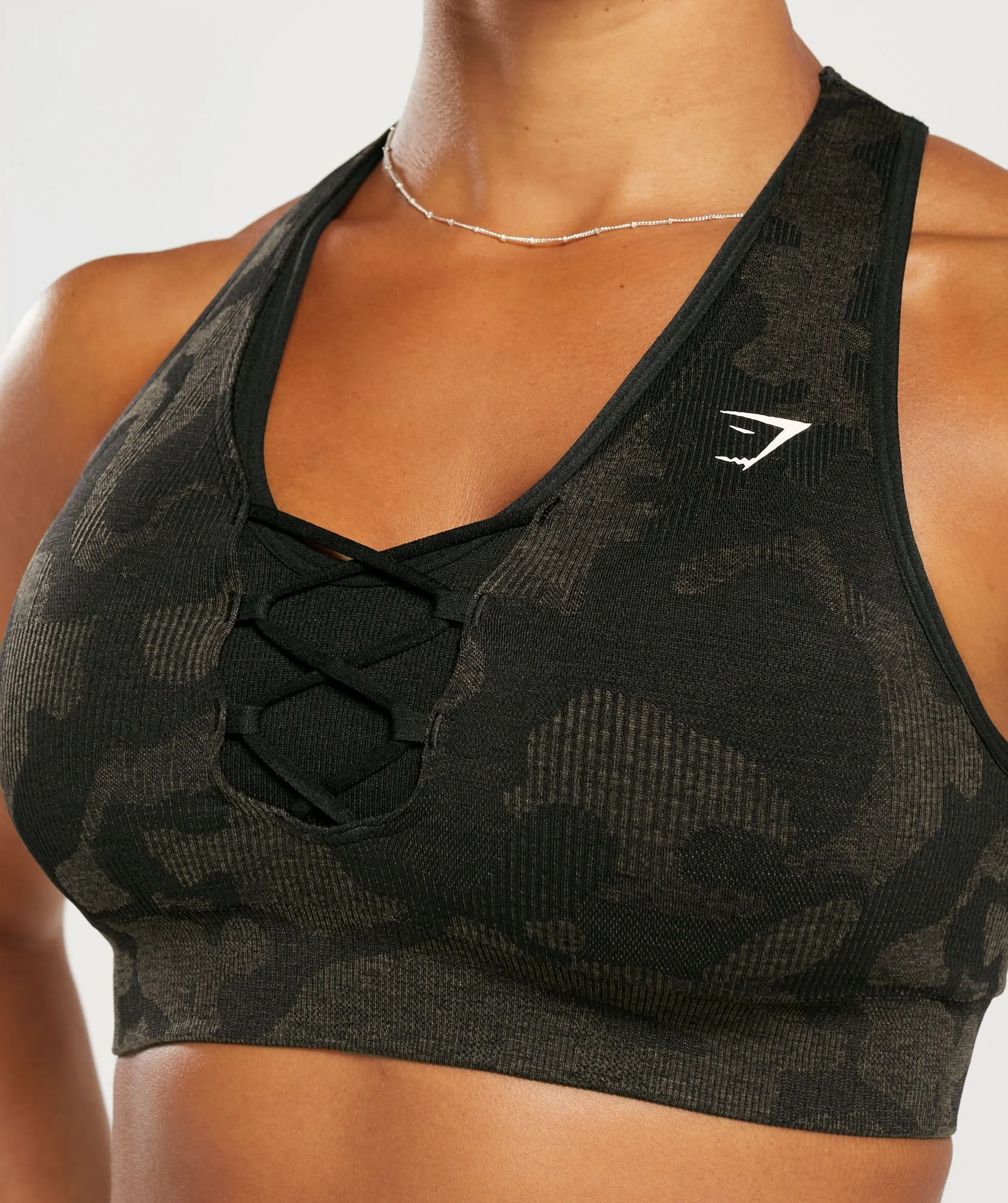 Gymshark Adapt Camo Seamless Ribbed Sports Bra - Black/Camo Brown sold by Gymshark product image thumbnail 5