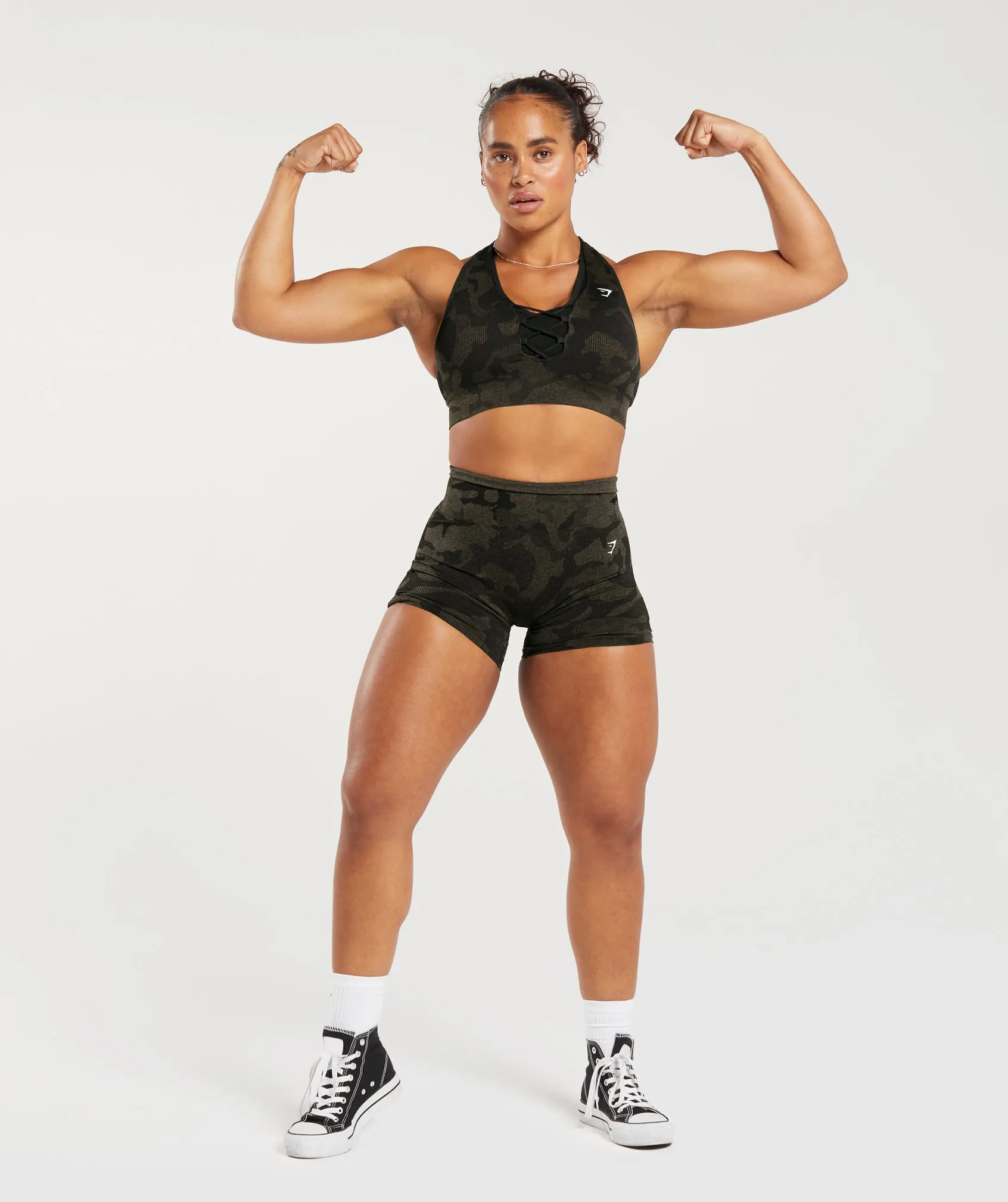 Gymshark Adapt Camo Seamless Ribbed Sports Bra - Black/Camo Brown sold by Gymshark product image thumbnail 4