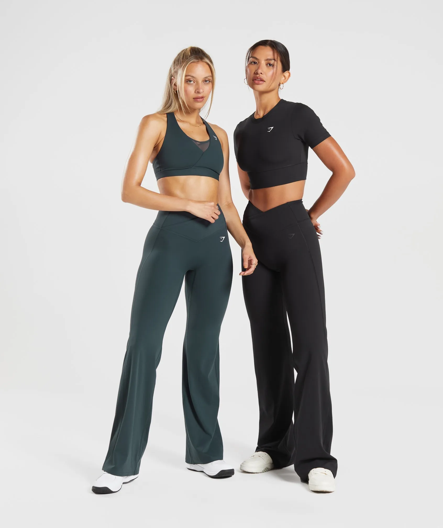 Gymshark Crossover Regular Flared Leggings - Darkest Teal sold by Gymshark product image thumbnail 4