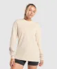 Gymshark Cotton Oversized Long Sleeve Top - Cream Beige sold by Gymshark