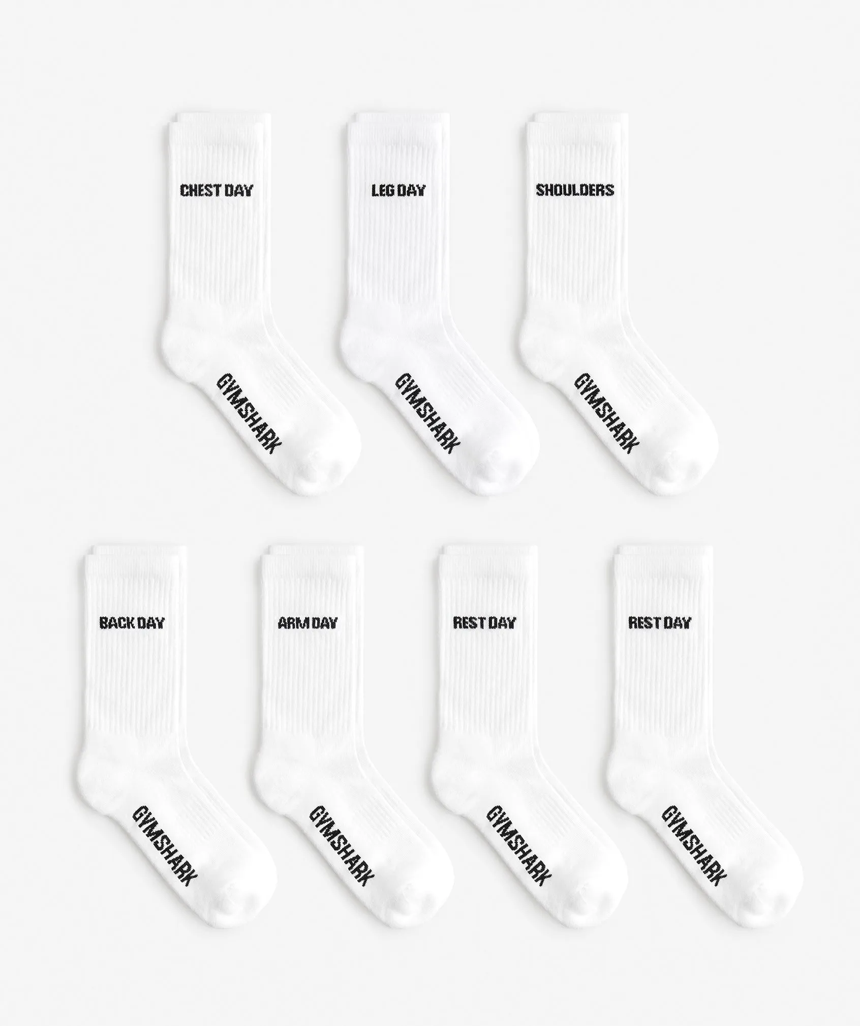 Gymshark Crew Socks 7pk - White sold by Gymshark